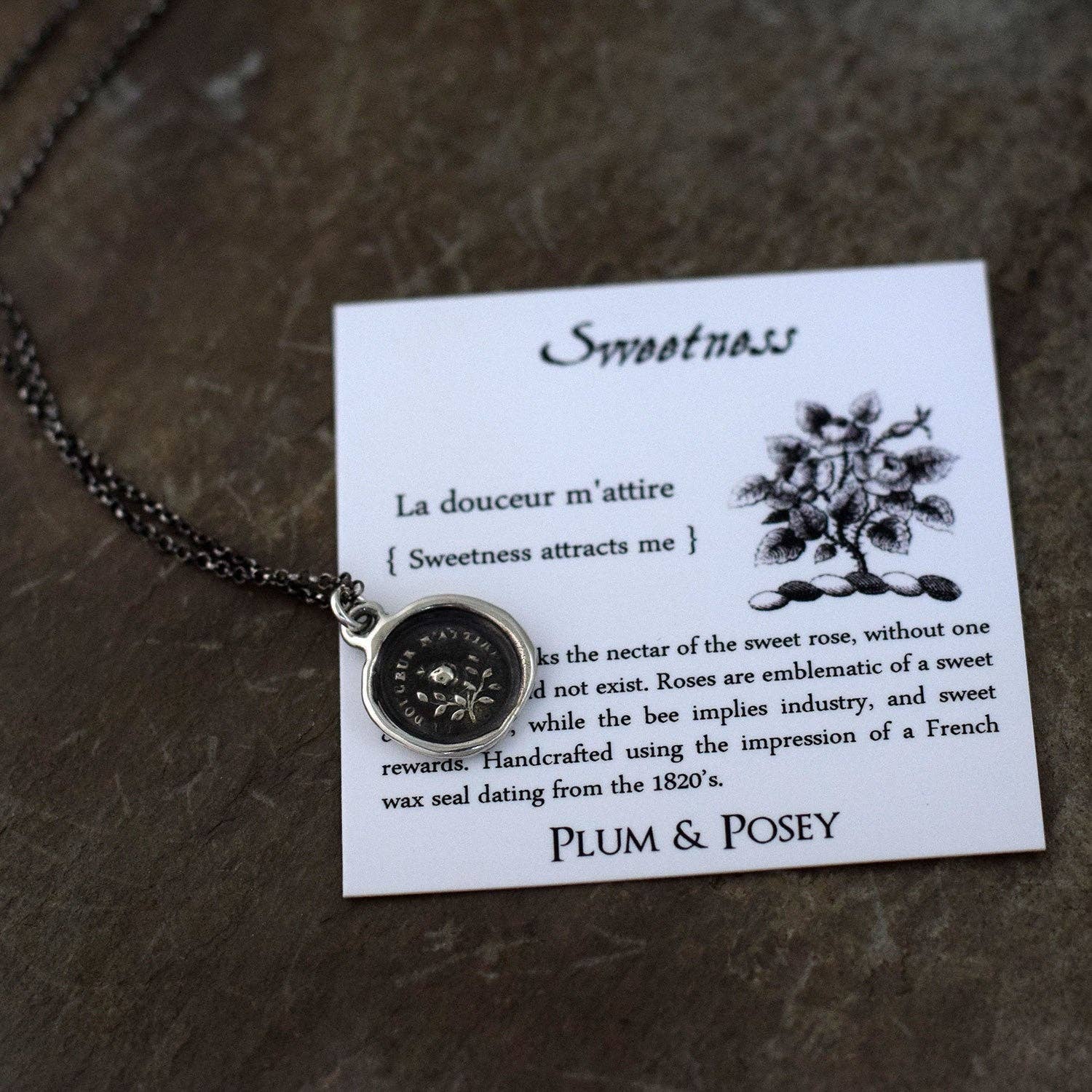 Sweetness Bee and Rose Wax Seal Necklace