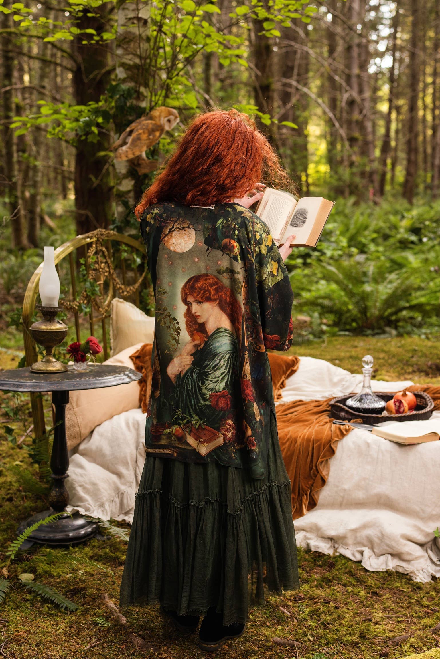 Solstice Matineé (mid-length) duster w/ Persephone & Moon