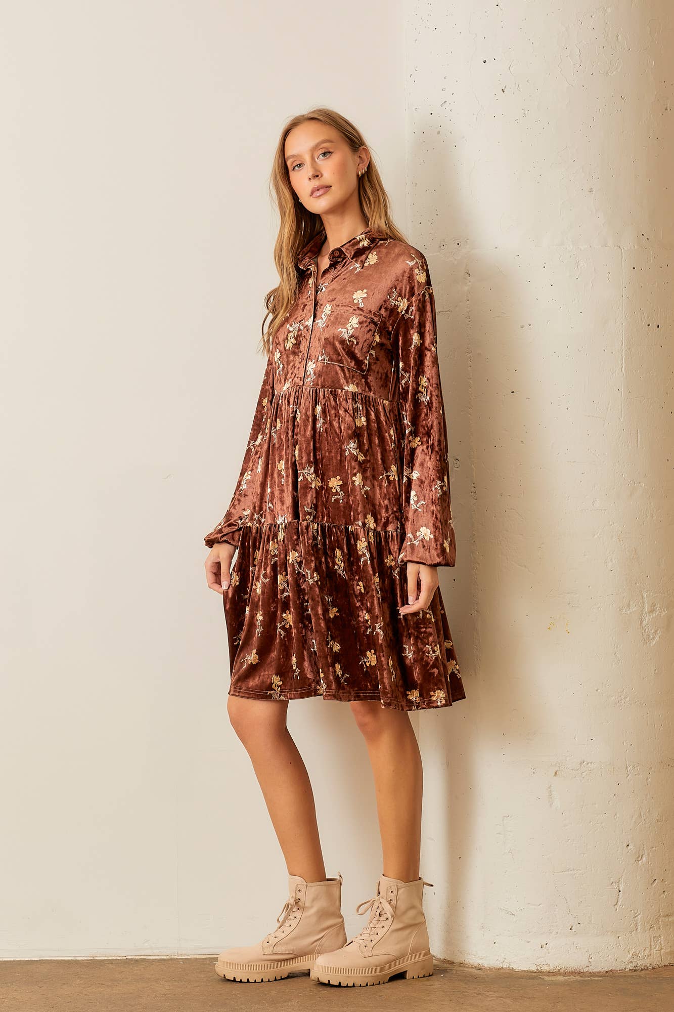 VELVET COLLAR DRESS