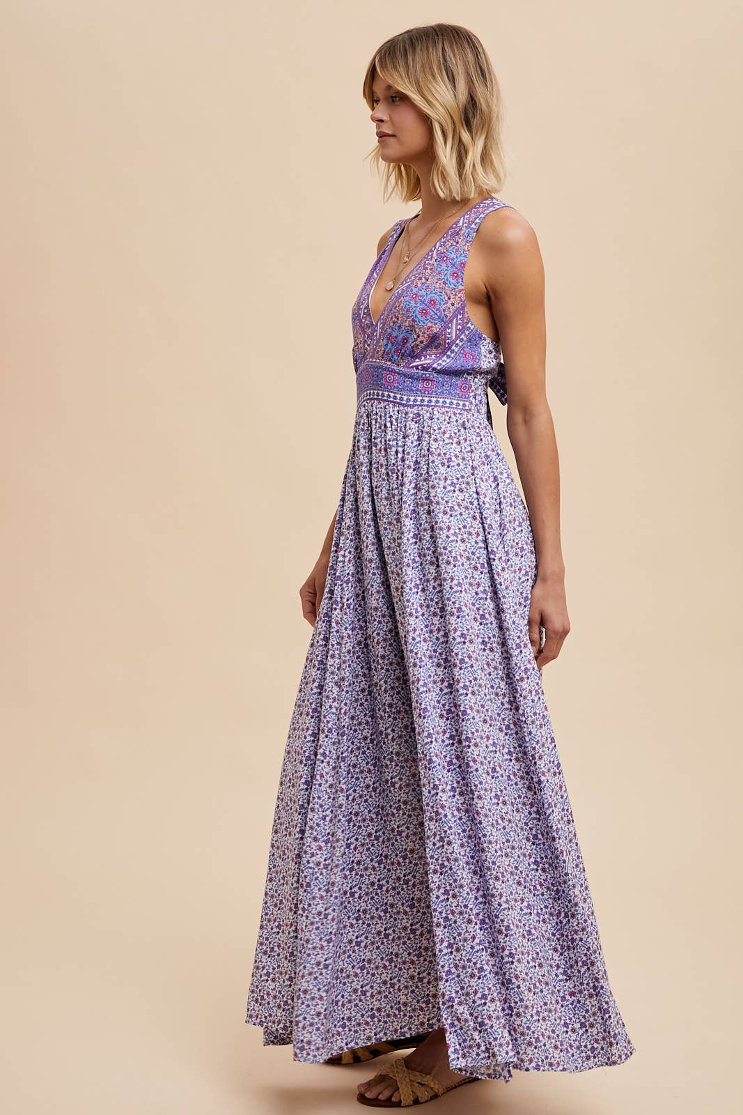 BORDER PRINT MAXI DRESS - Out of the Blue