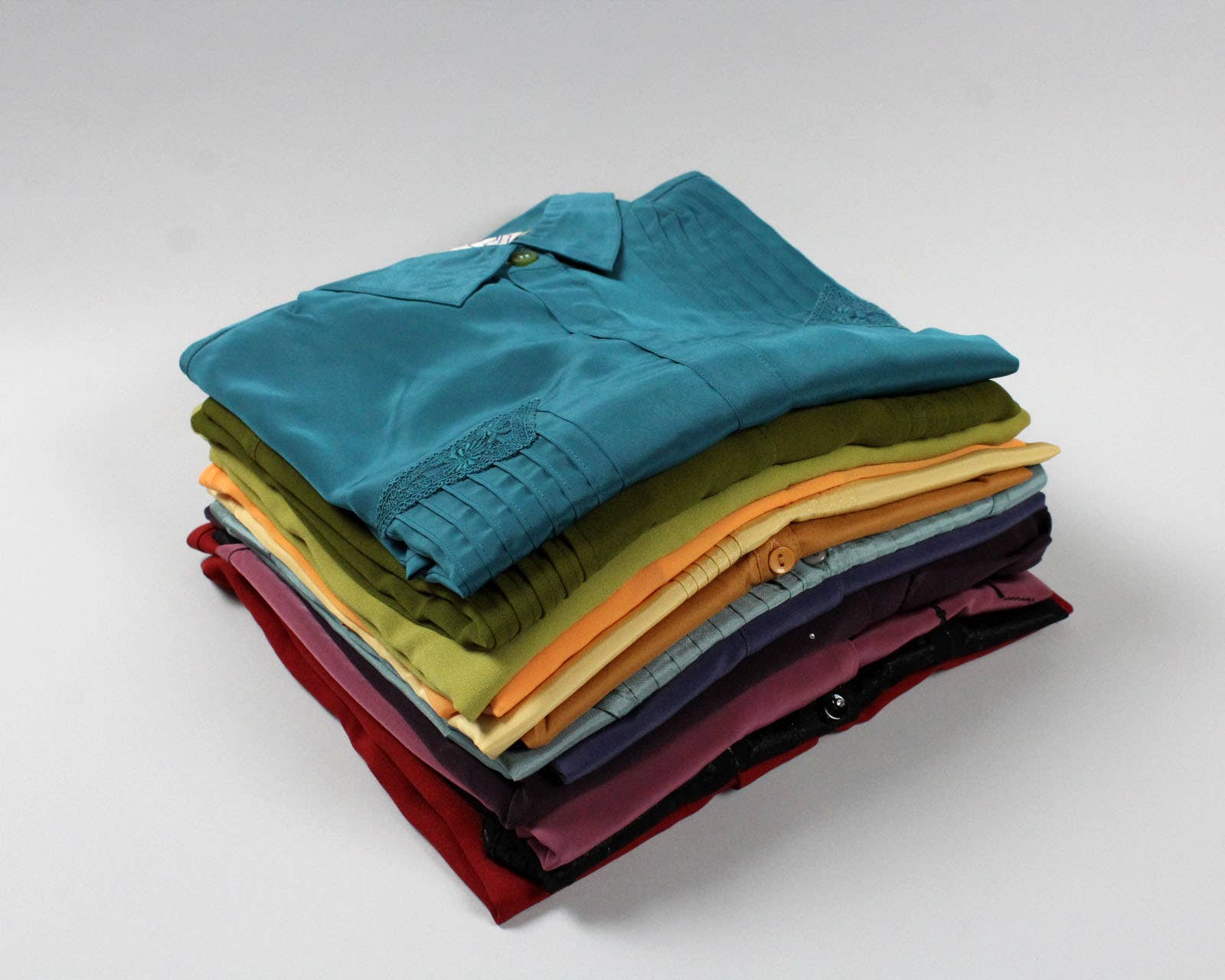 Reworked Vintage Short-Sleeve Button Up Blouse in SOLID COLORS - Cropped - Out of the Blue