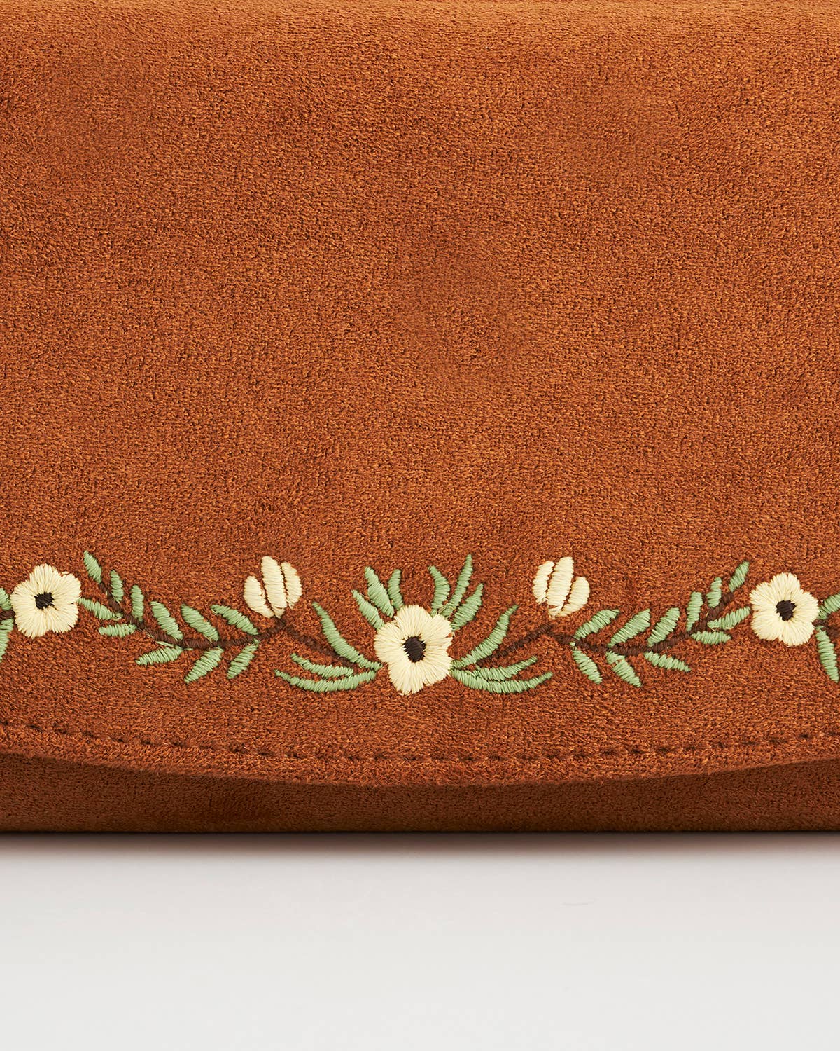 Floral Tan Embroidered Wallet - Out of the Blue
