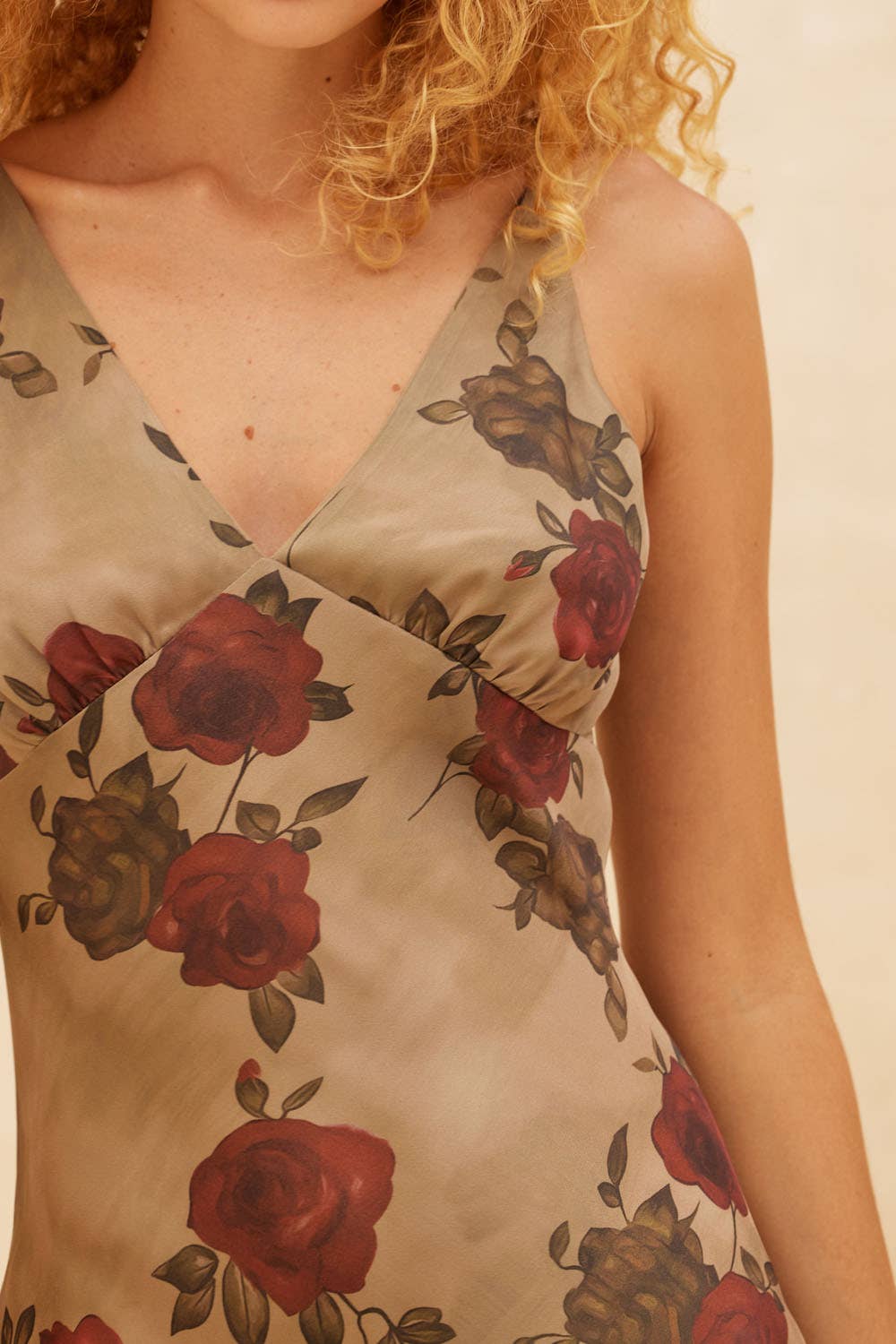 Floral-Print Satin Maxi Dress