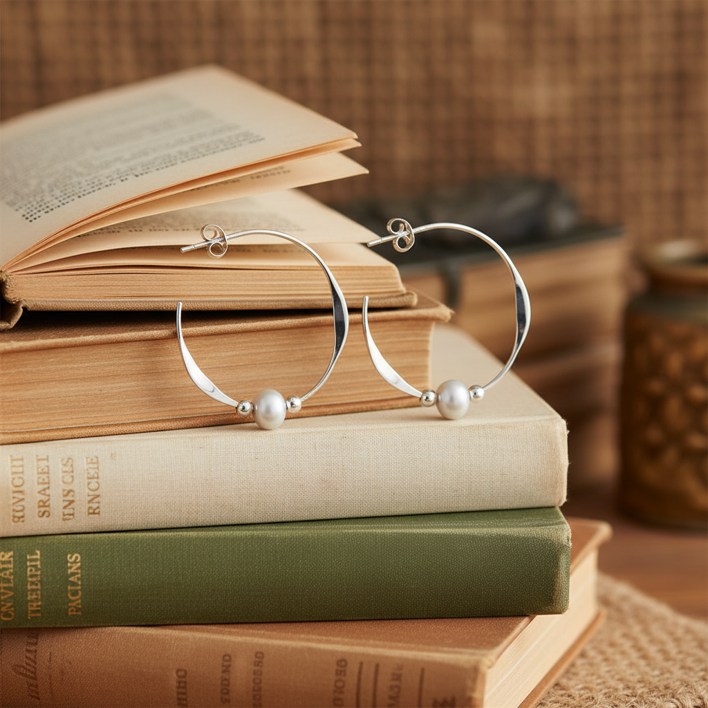Pearly Gate Hoop Sterling Silver Earring