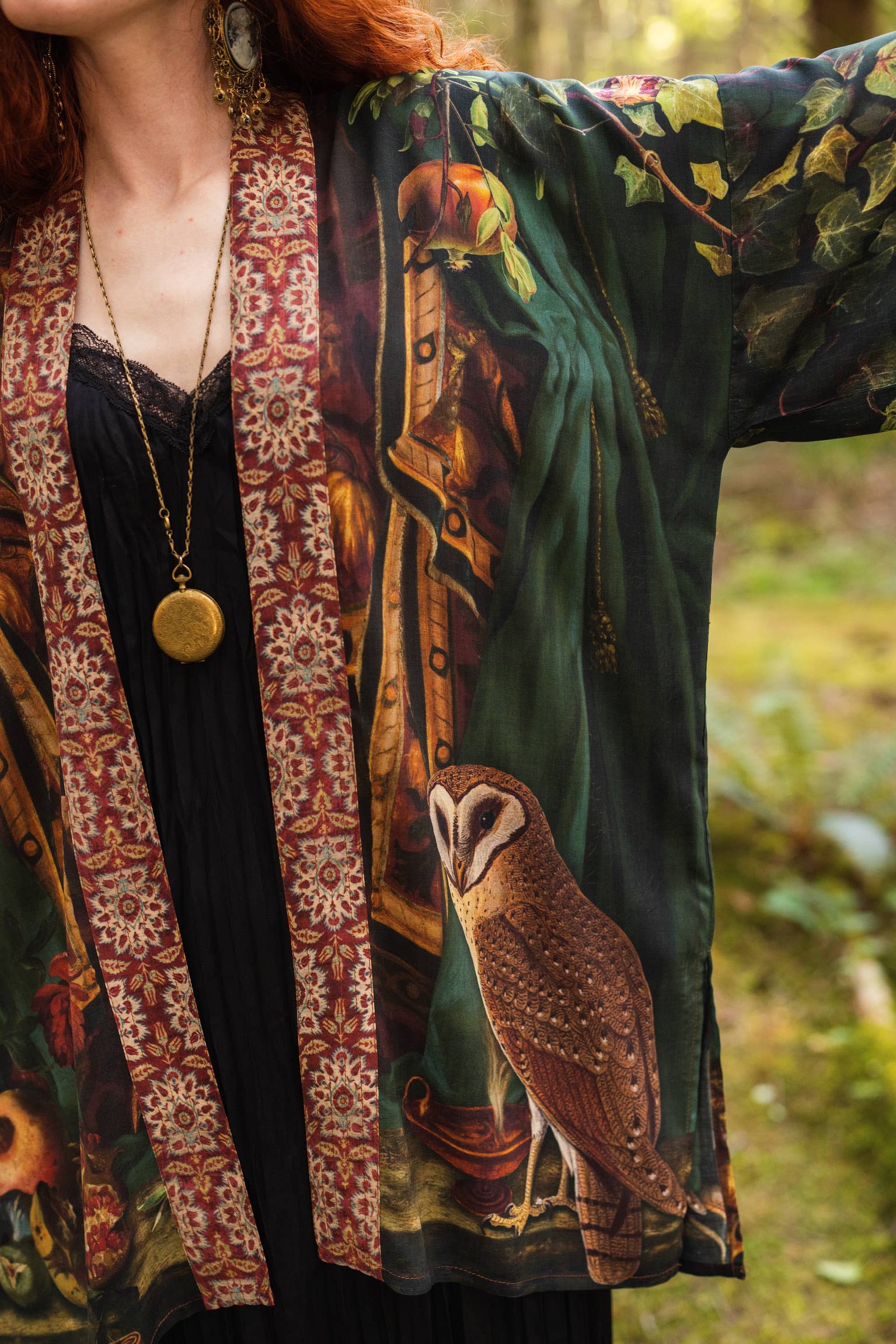 Solstice Matineé (mid-length) duster w/ Persephone & Moon