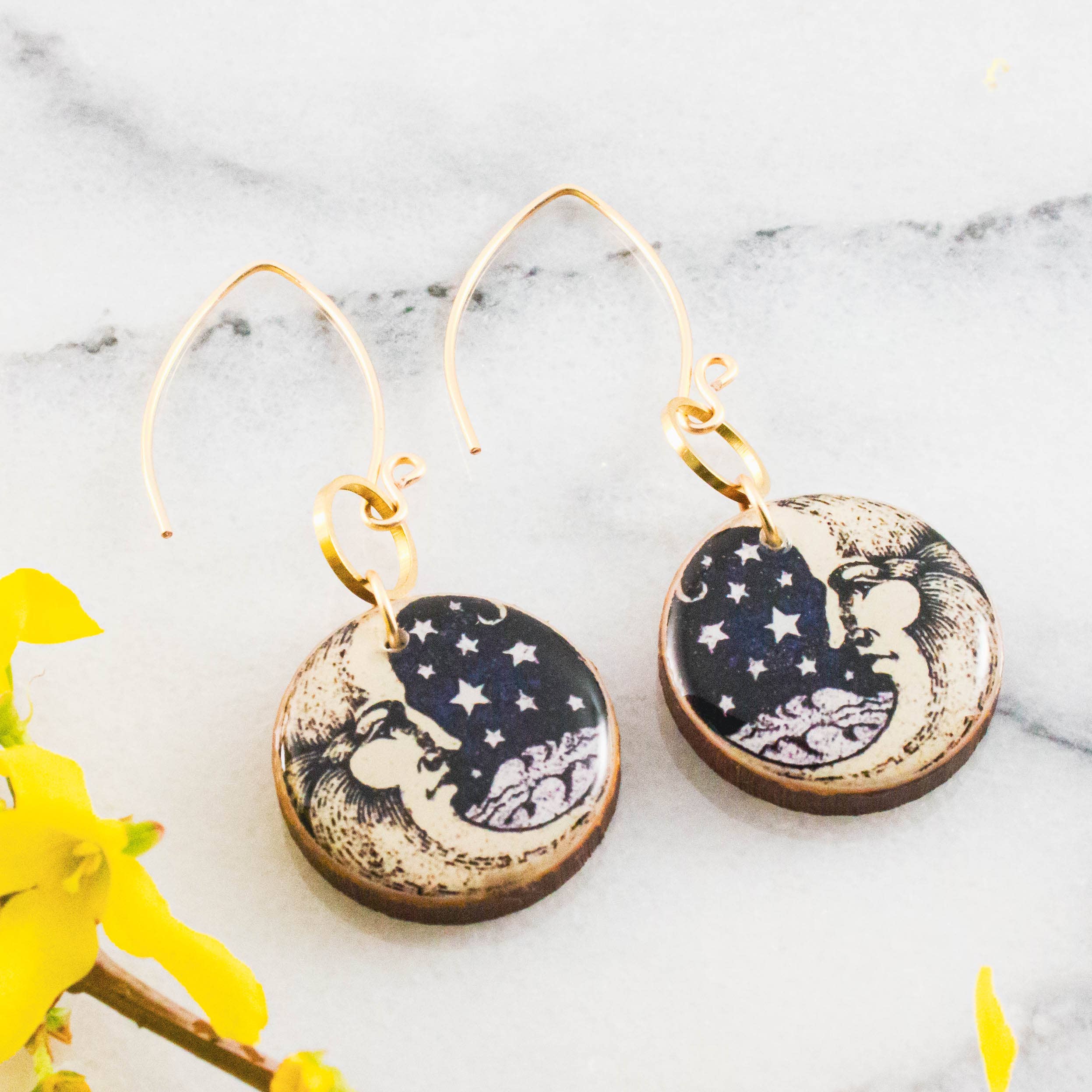 Moon Circle Earrings - Out of the Blue