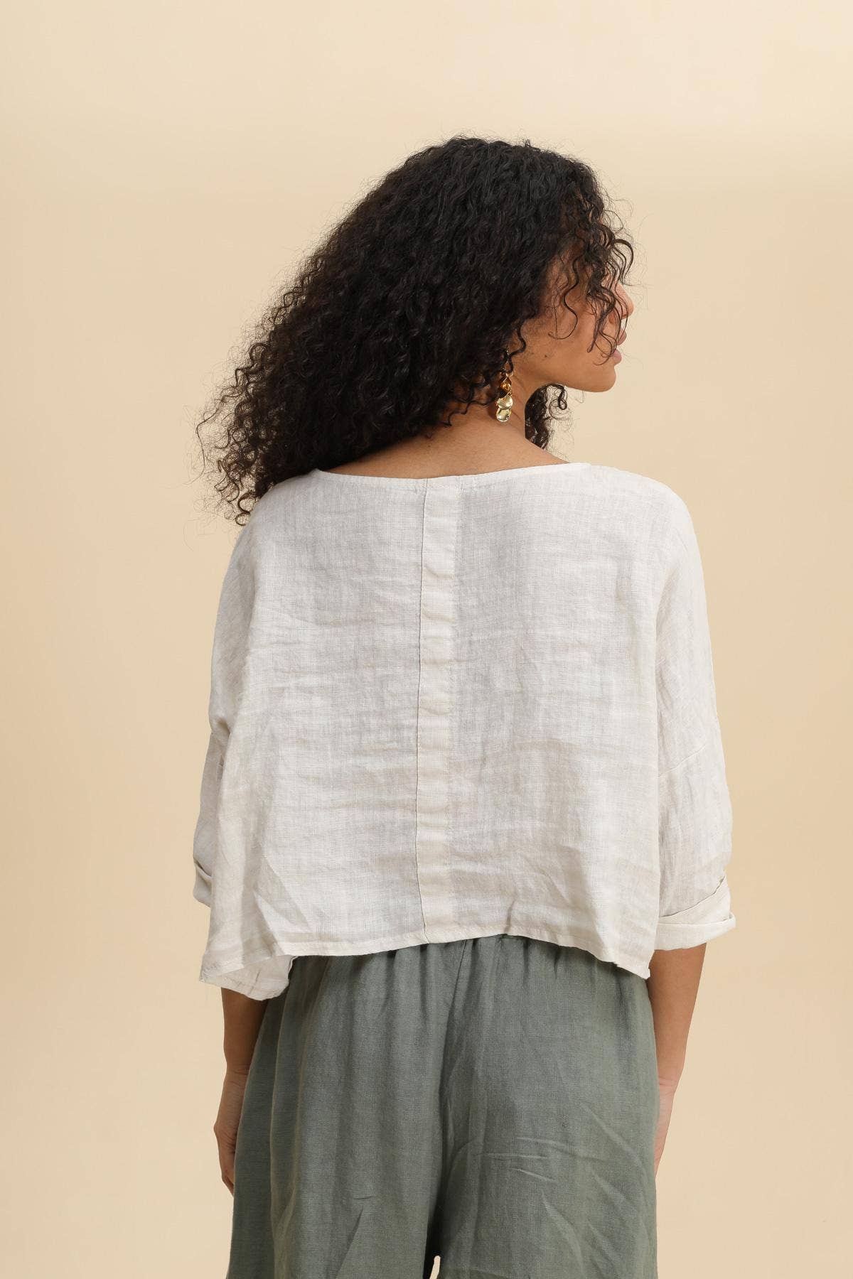 Cropped Linen Blouse - Out of the Blue