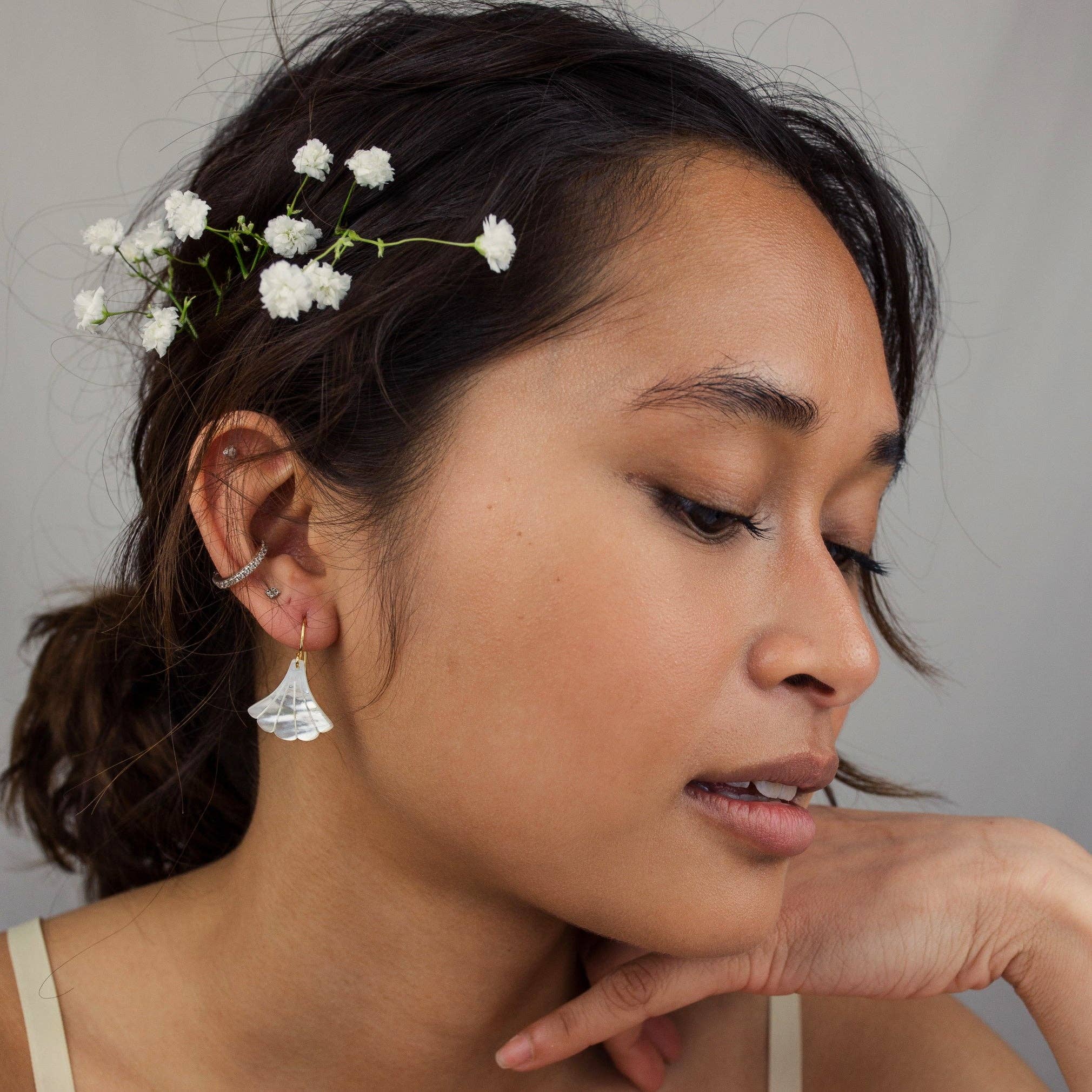 Mother of Pearl Art Deco Earrings - Out of the Blue