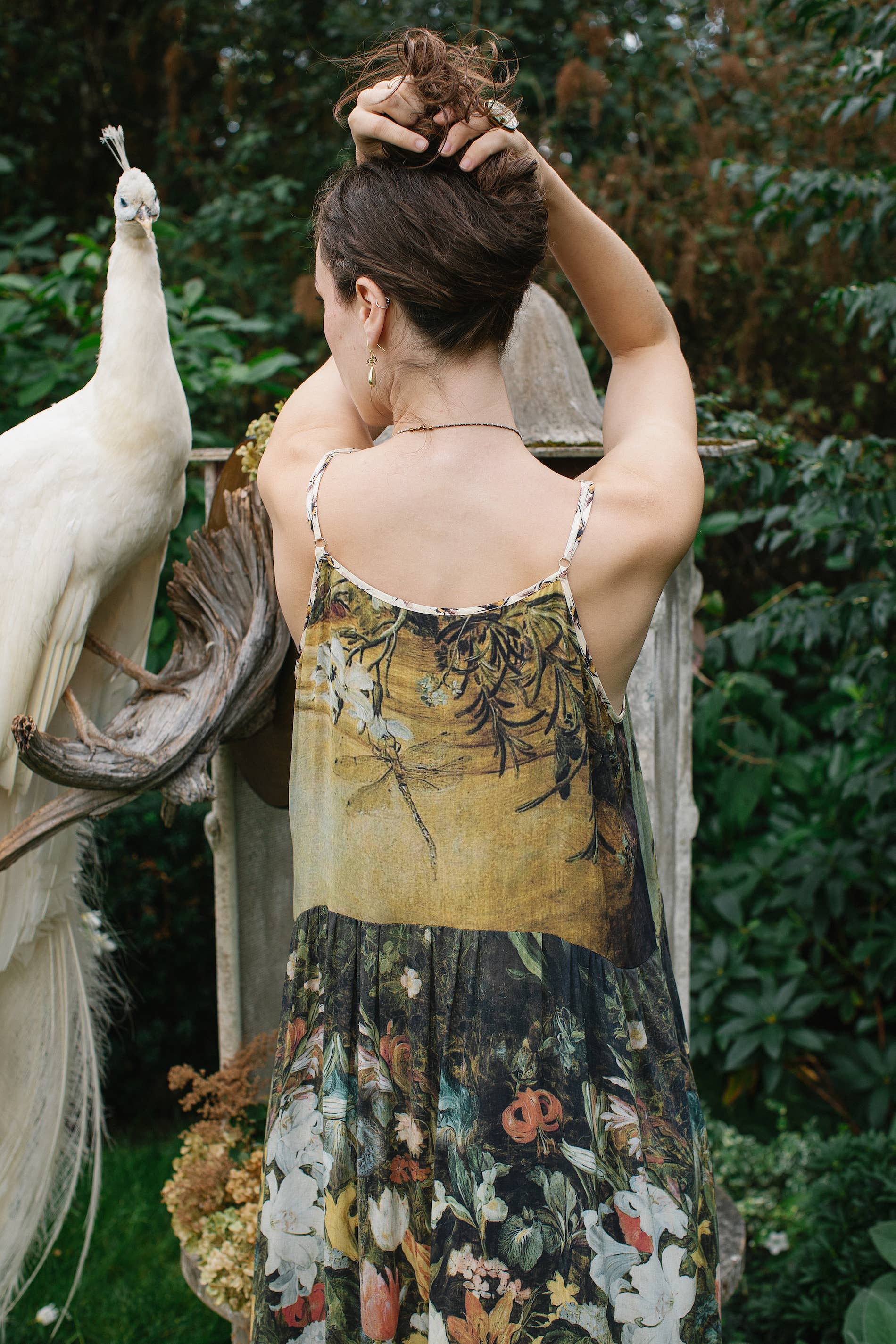 I Dream in Flowers Bohéme Slip Dress With Bees: S/M (fits approx. size 6-10) - Out of the Blue