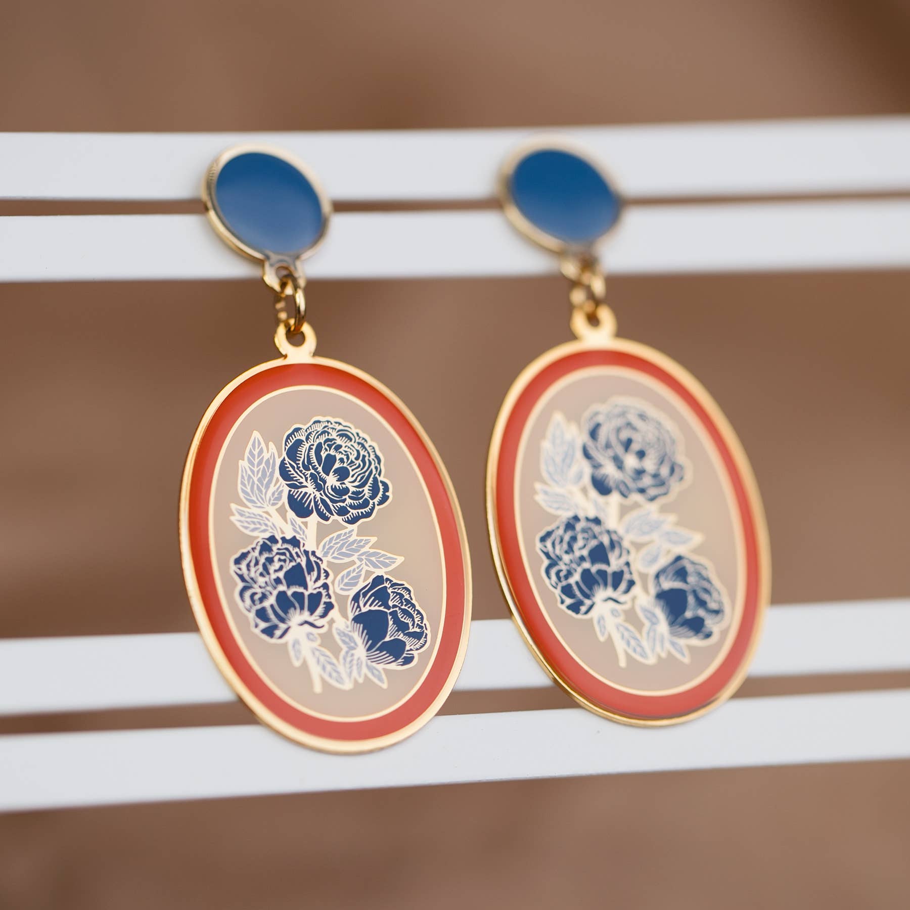 Floral Earrings with Crush Press