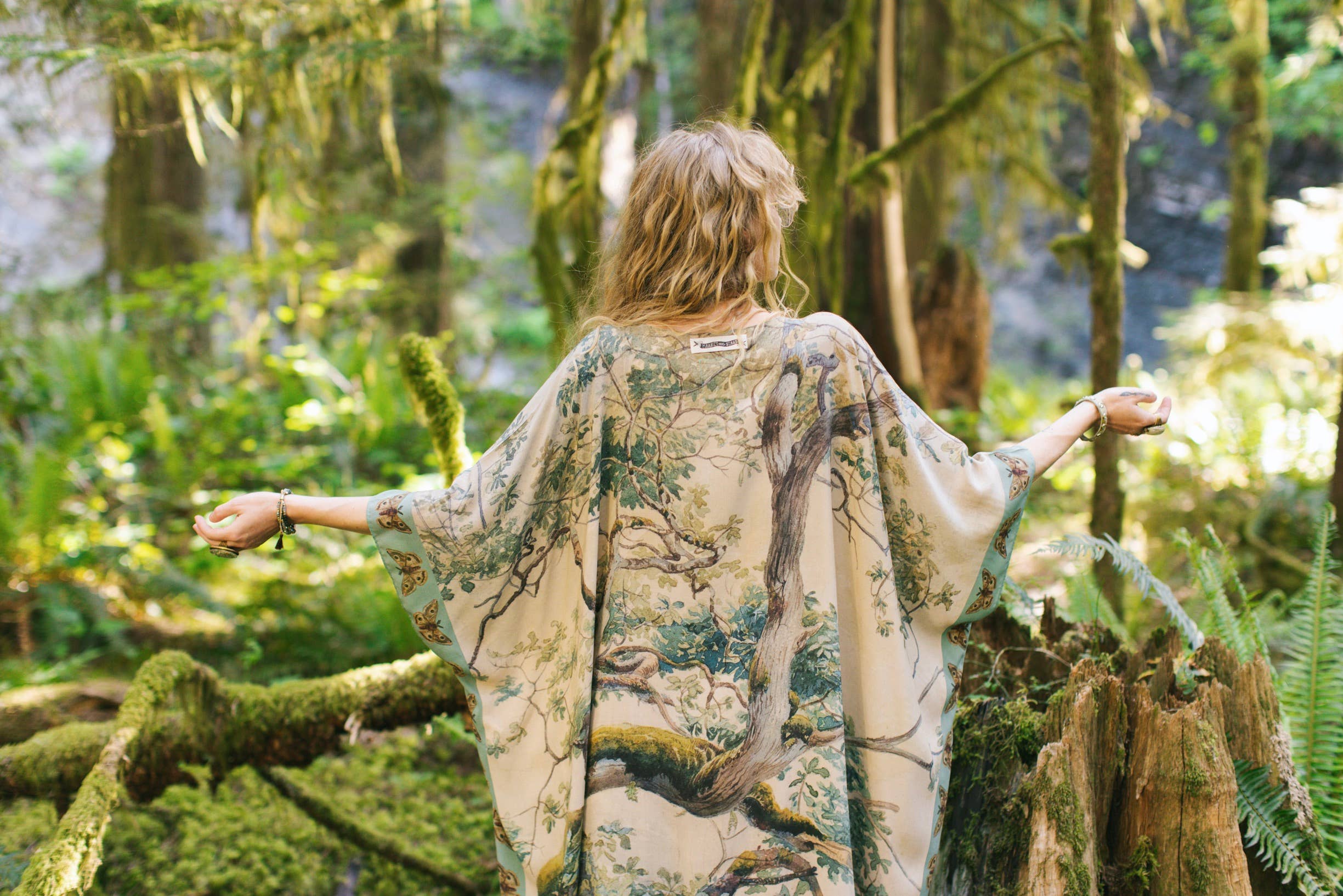 Earth & Sky Bohemian Goddess Starduster Kimono w/Trees - Out of the Blue