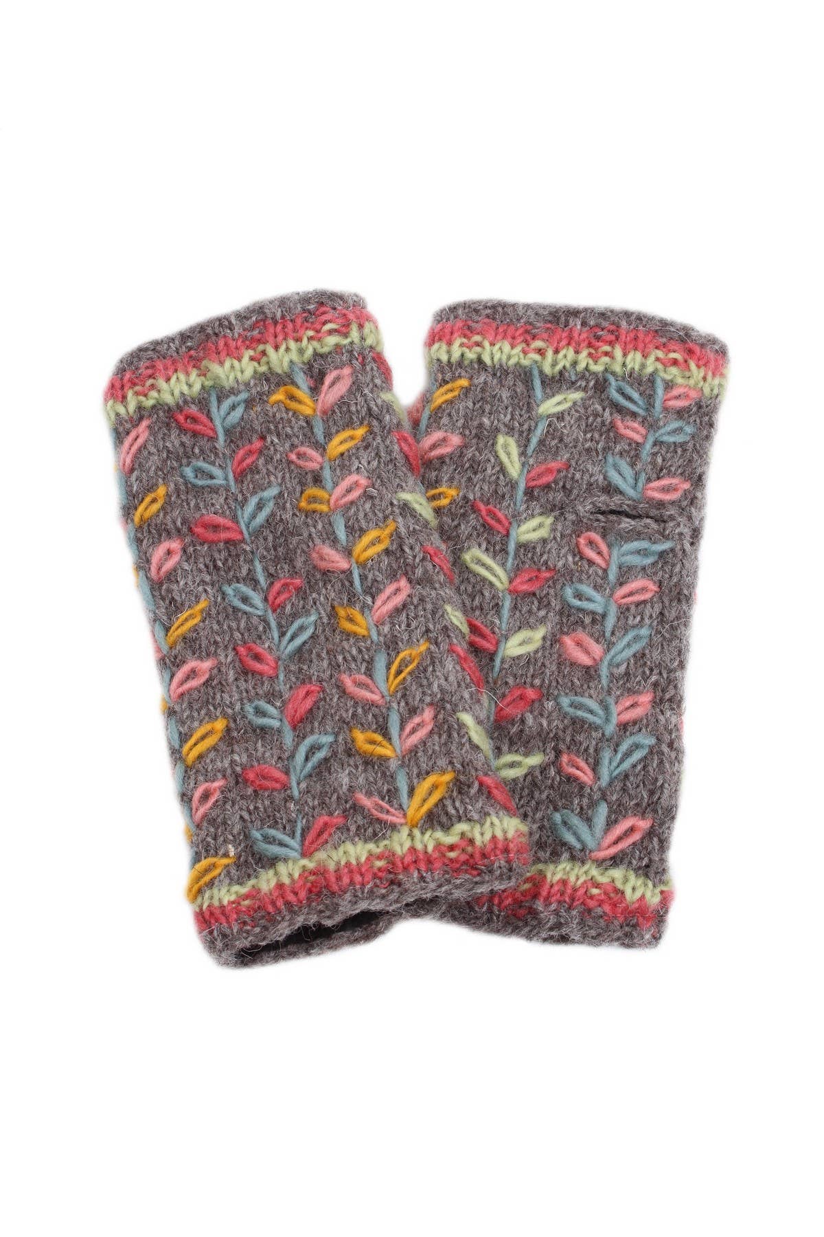 Embroidered Leaf Handwarmers