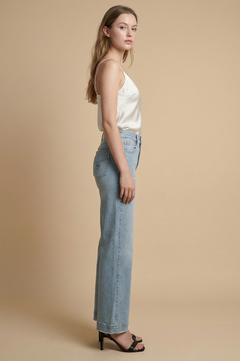 Tummy Control High Rise Relaxed Holly Flare Jeans - Out of the Blue