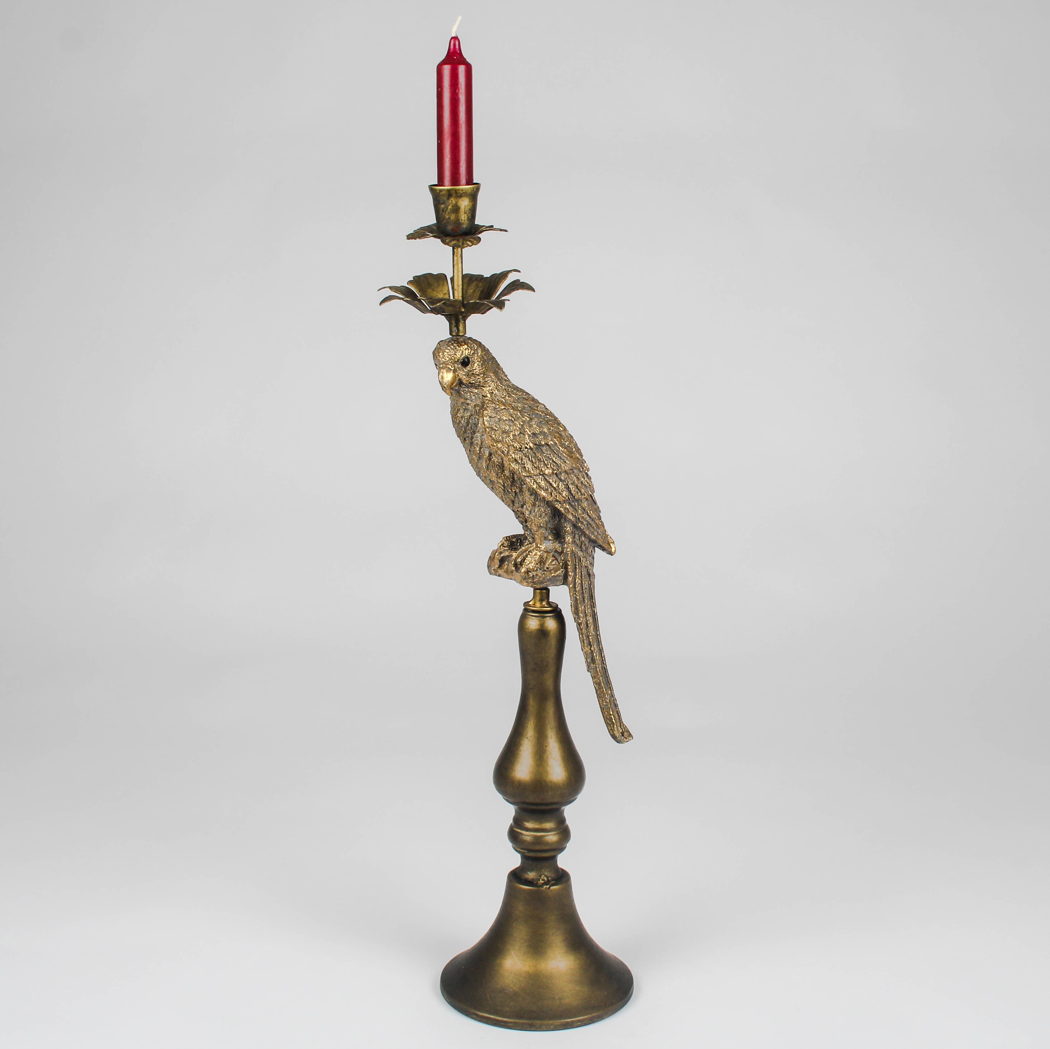 Antique Gold Parrot Candle Holder – Taper Stand - Out of the Blue
