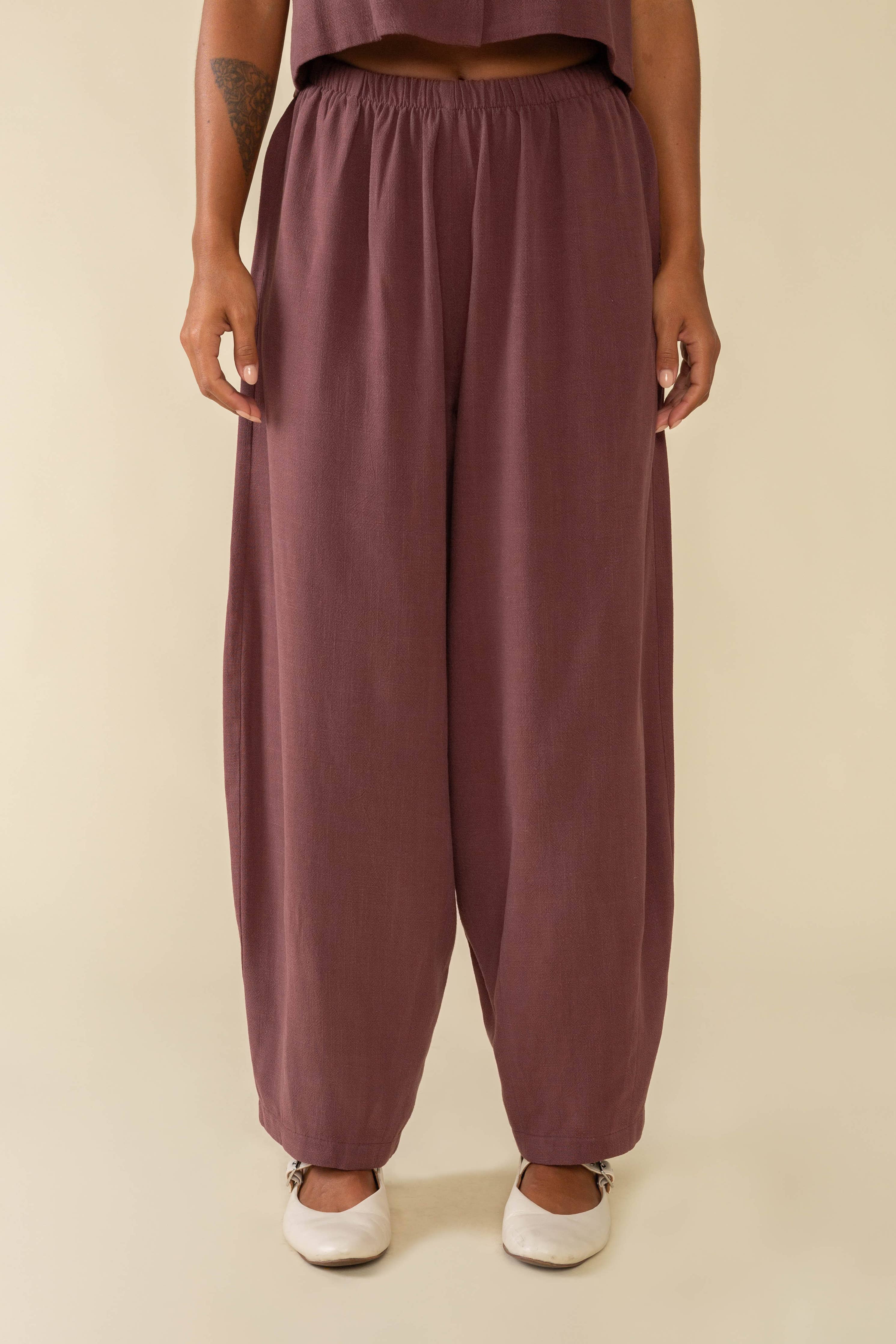 Linen Lantern Pant | Mid Rise Barrel - Out of the Blue