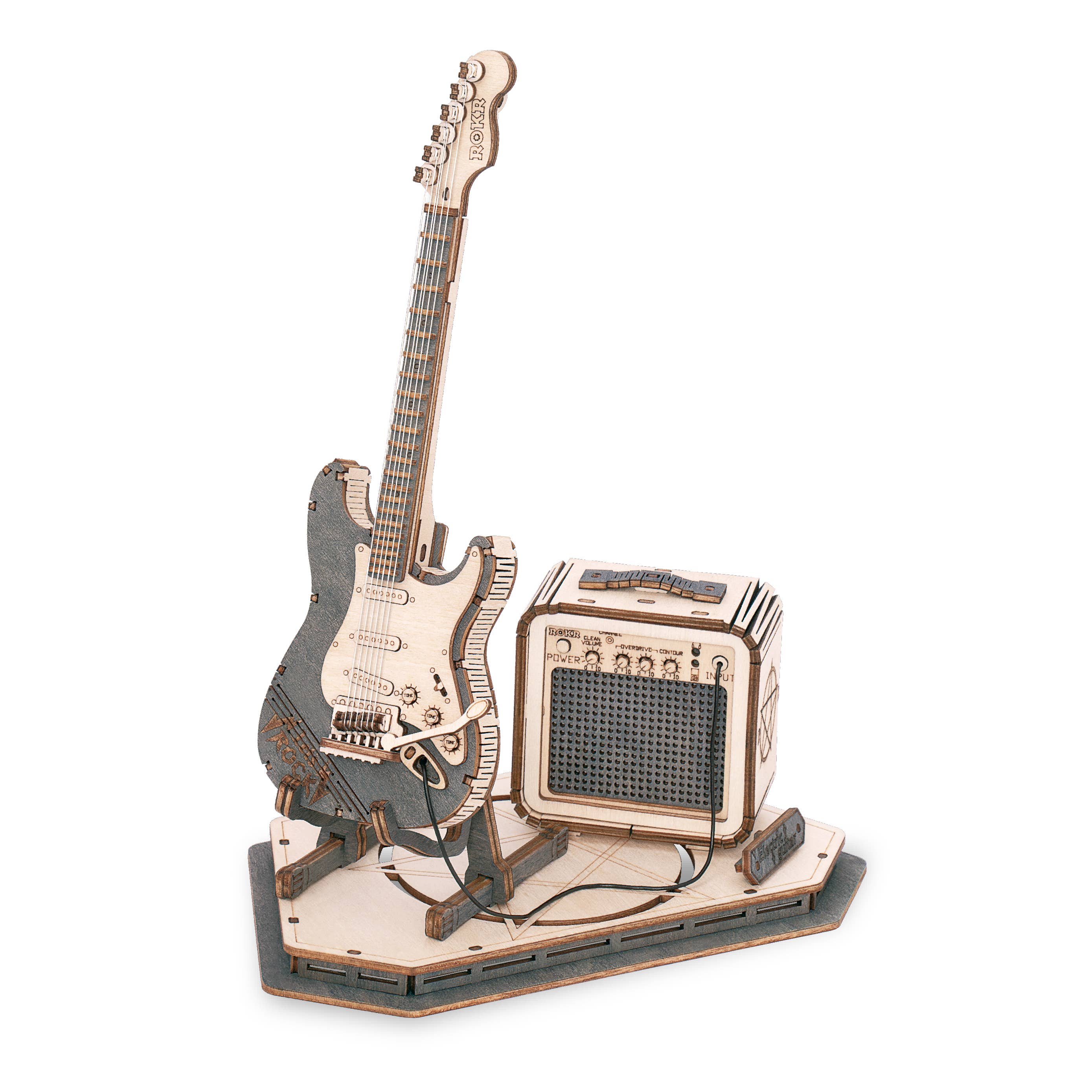 3D Laser Cut Wooden Puzzle: Electric Guitar - Out of the Blue