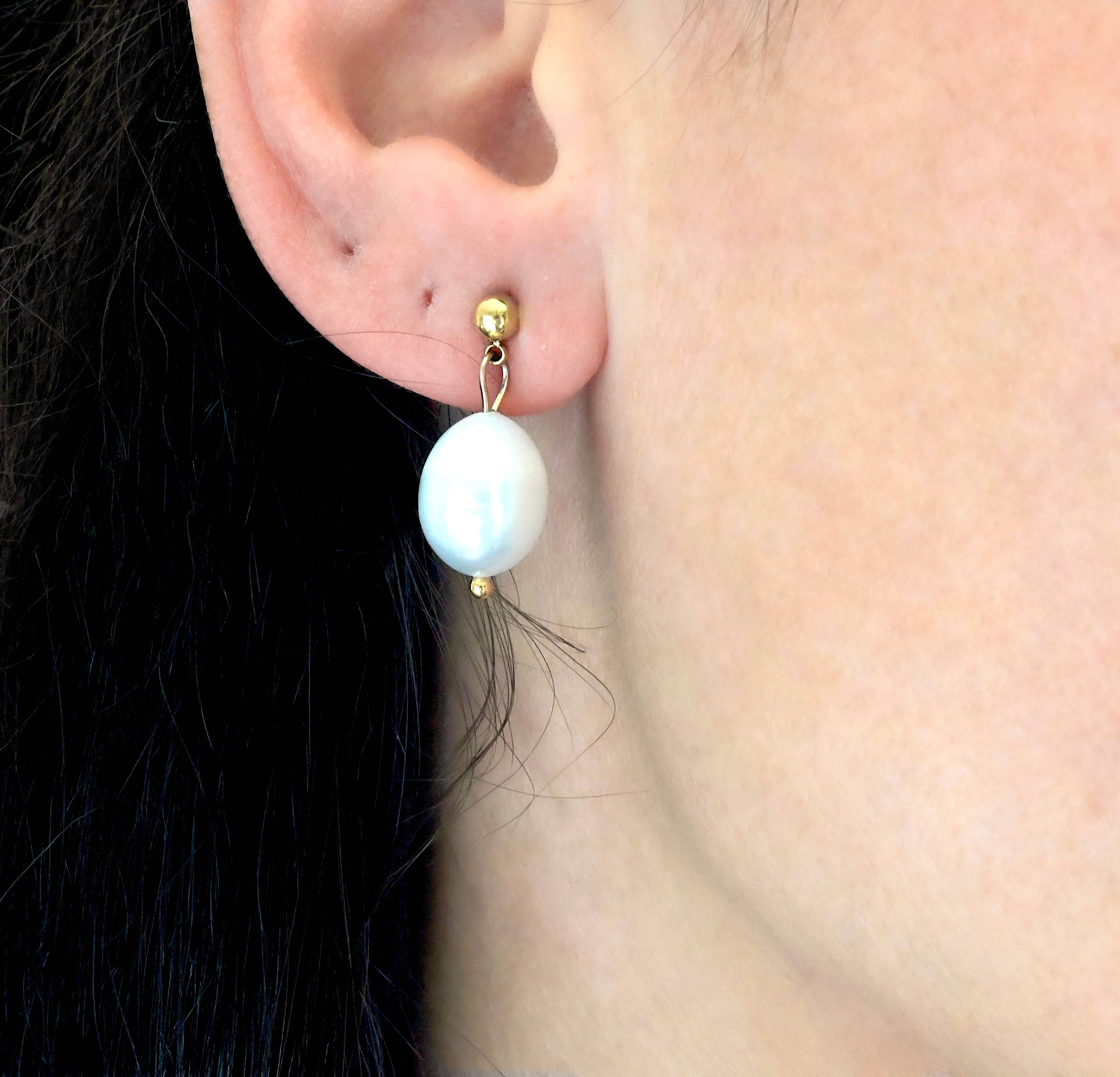 Dainty Pearl Drop Charm Hoop Earrings - Out of the Blue