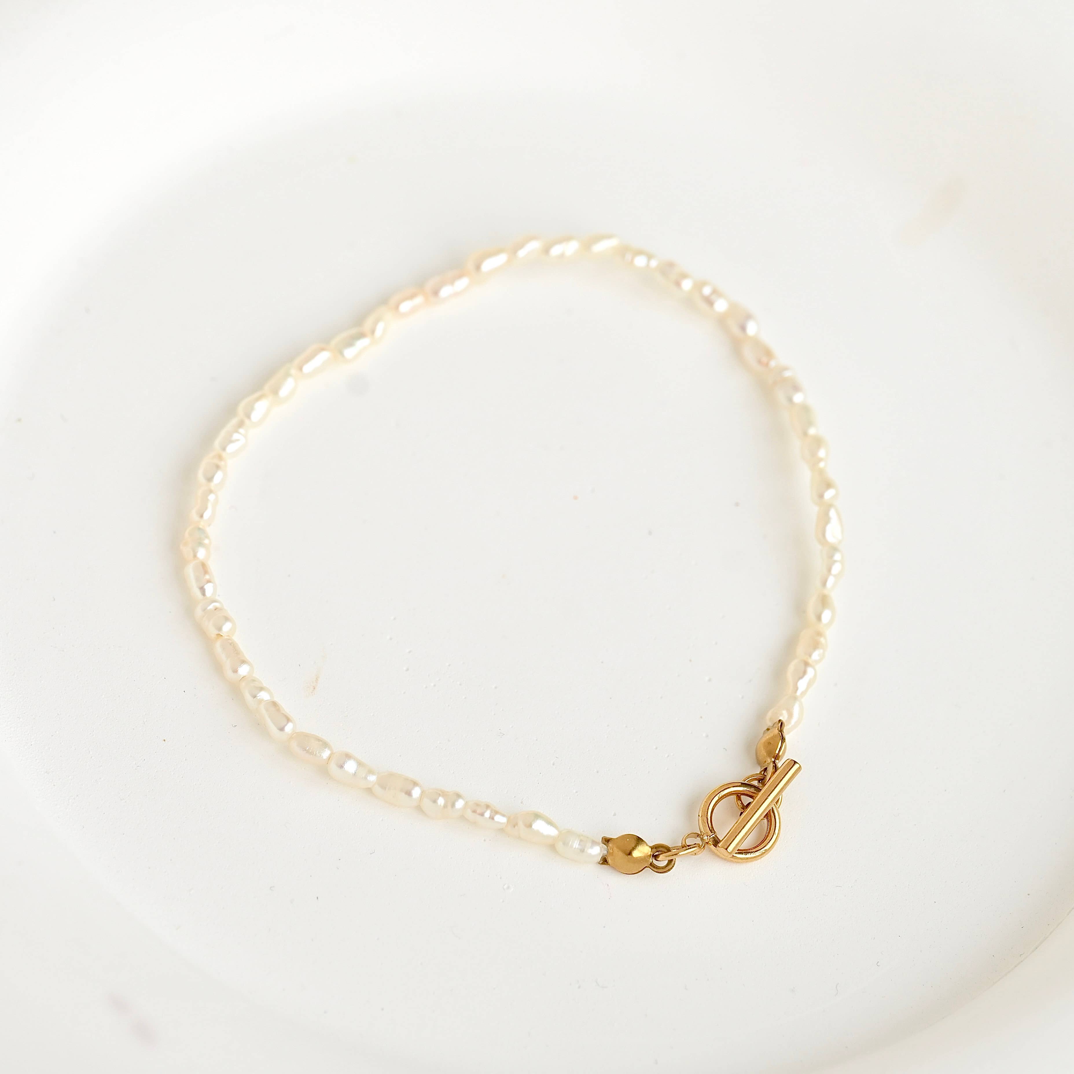 Rice Freshwater Pearl Toggle Clasp Bracelet - Out of the Blue