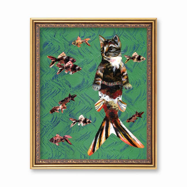 Orange Kitty Mermaid Art Print - Out of the Blue