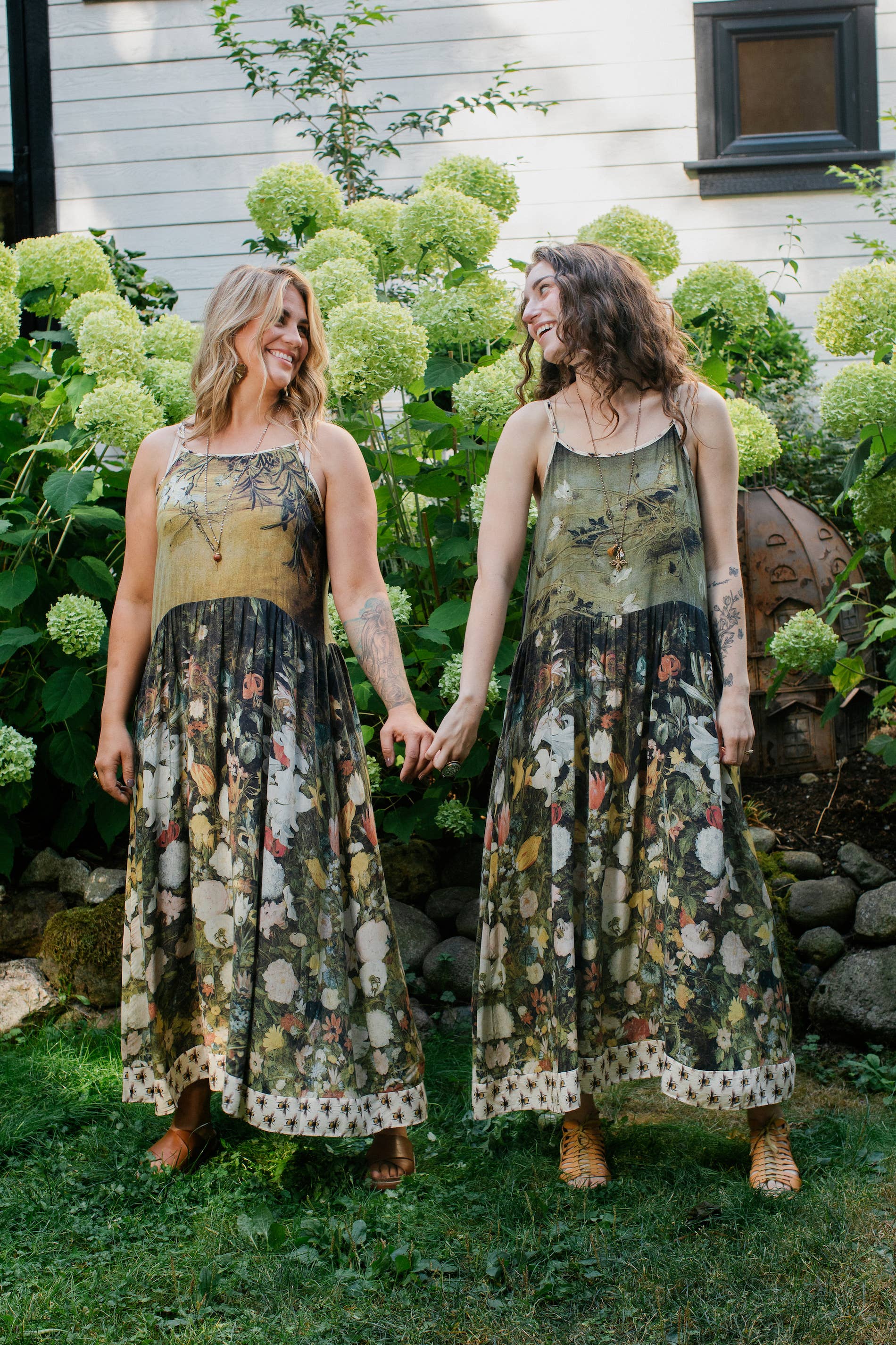 I Dream in Flowers Bohéme Slip Dress With Bees: S/M (fits approx. size 6-10) - Out of the Blue