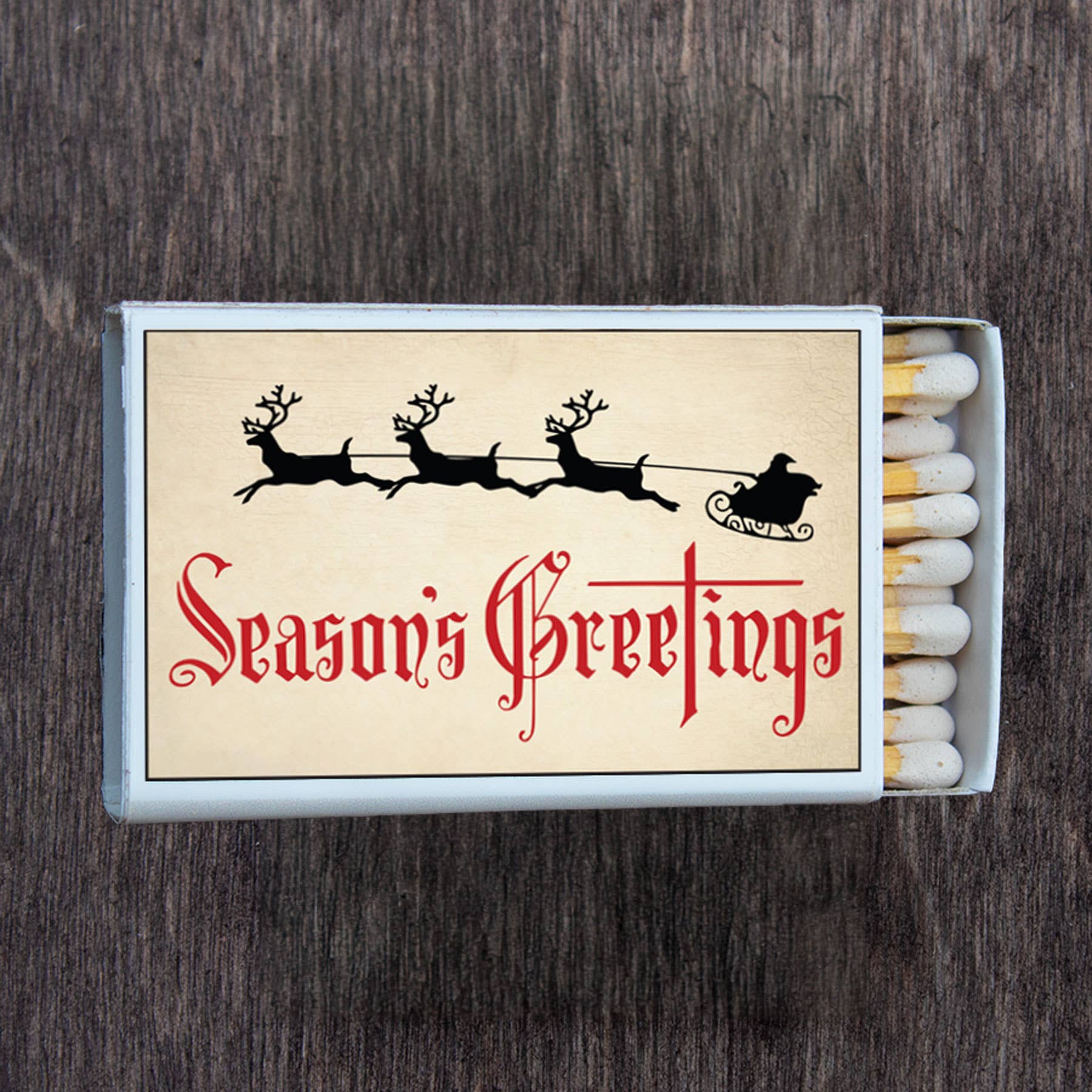 Christmas Season's Greetings Matchbox Candle Acc • Matches