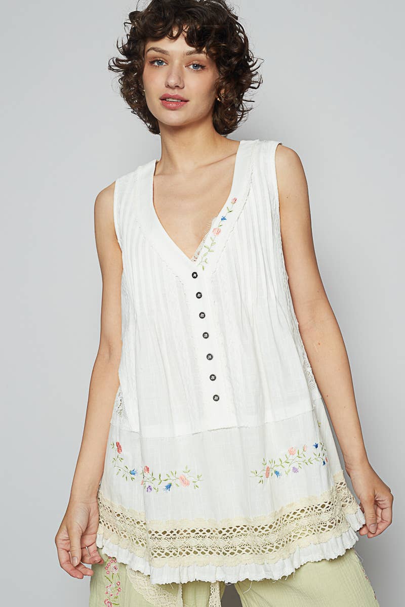 Linen & lace top