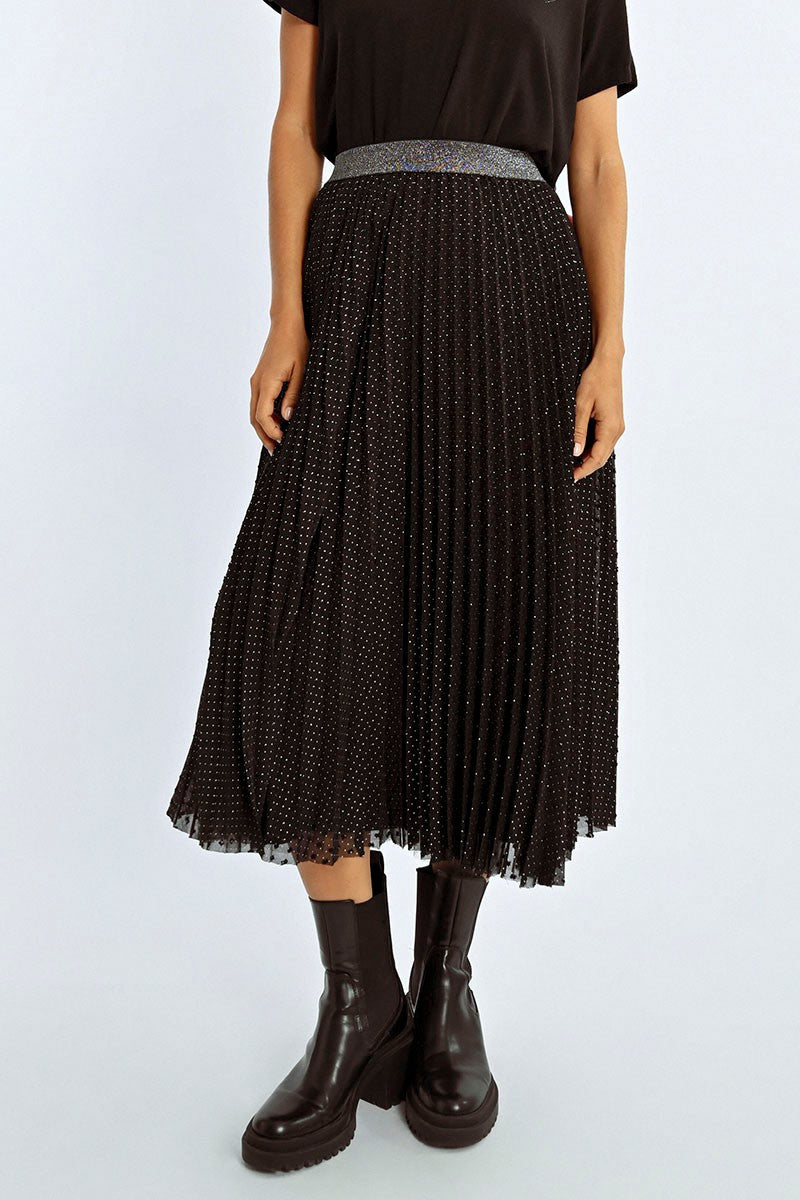 Dot Pleated Skirt