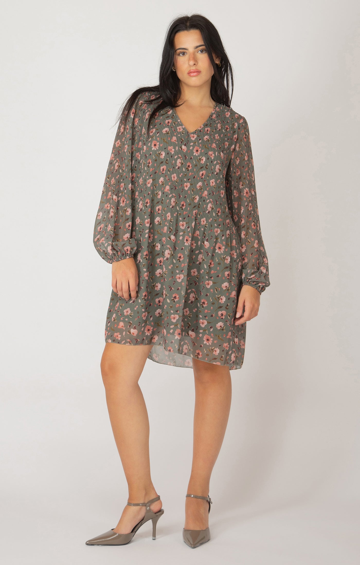 Mushroom Pleated Smock Dress