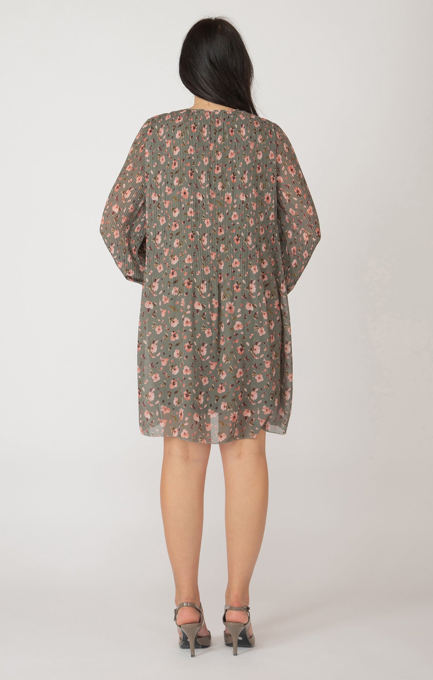 Mushroom Pleated Smock Dress