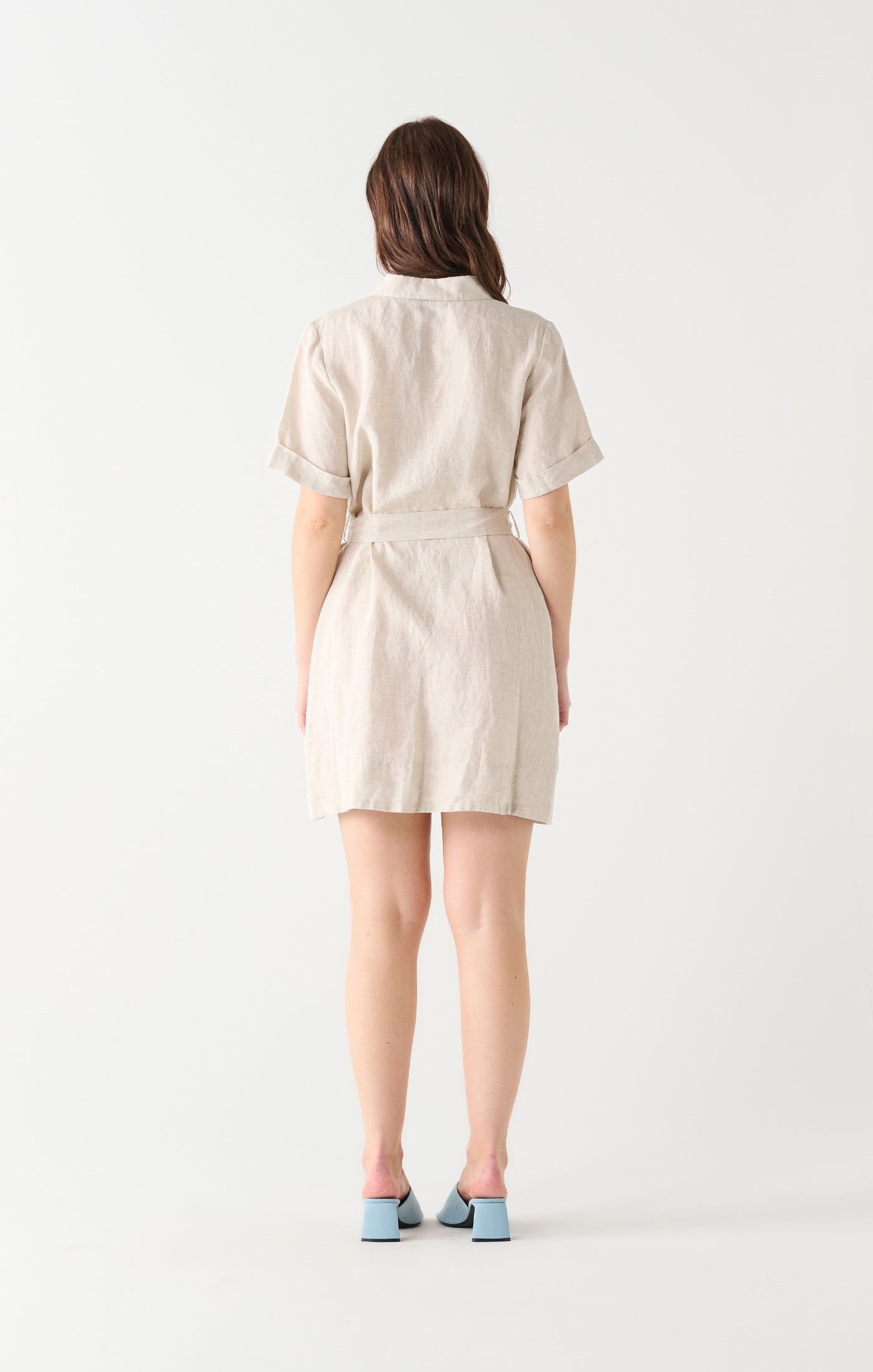 Belted Mini Shirt Dress - Out of the Blue