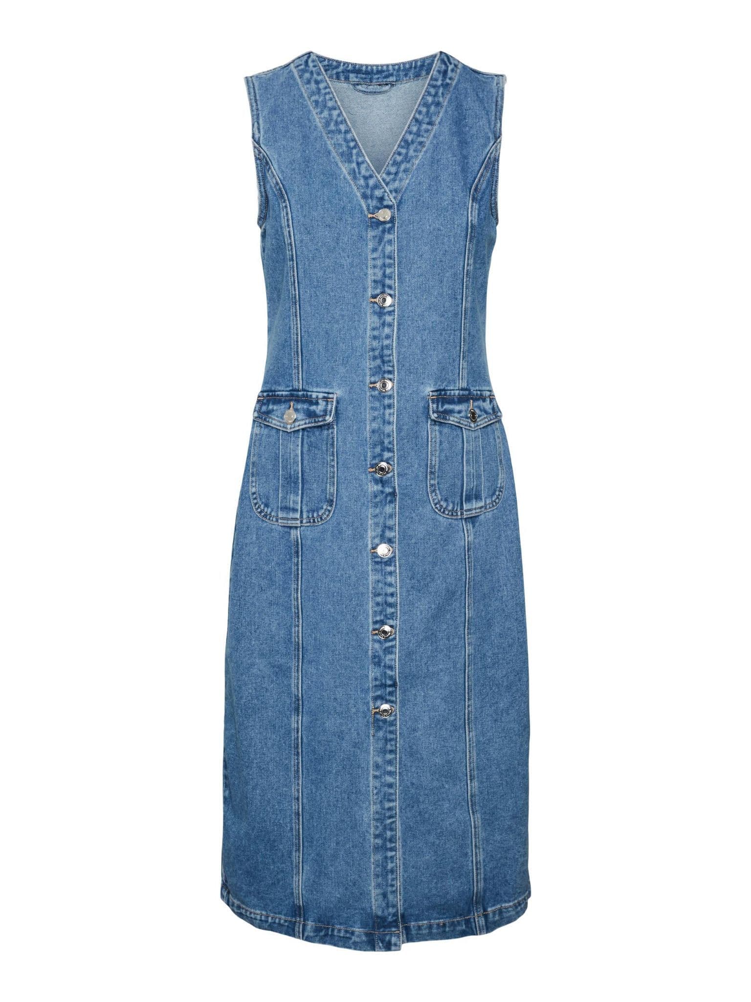 Denim Button Up Dress - Out of the Blue