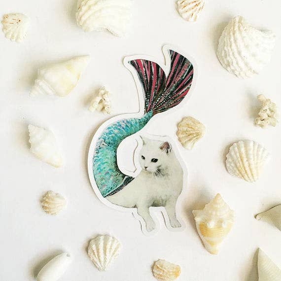 Mermaid Cat Sticker - Out of the Blue