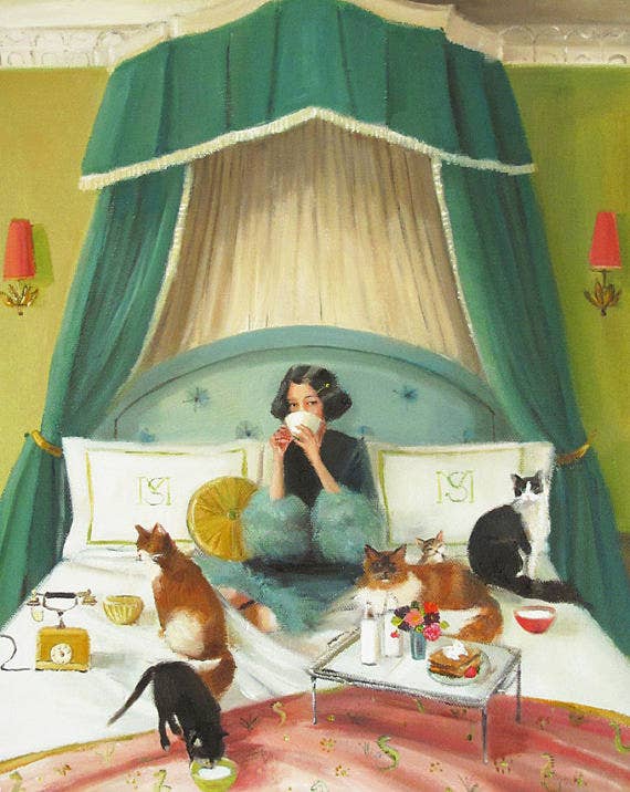 MADEMOISELLE MINK BREAKFAST IN BED PRINT 8.5"x11" - Out of the Blue