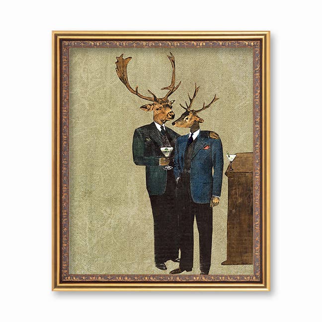 Martini Bar Deer 8X10 Art Print: 8 X 10" / Unsigned - Out of the Blue