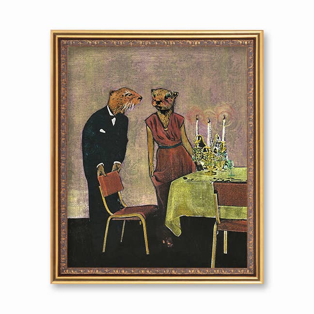 Otter Fancy Dinner 8X10 Art Print: 8 X 10" / Unsigned - Out of the Blue