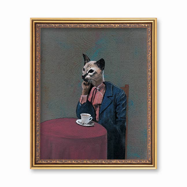 Coffee Cat 8X10 Art Print - Out of the Blue