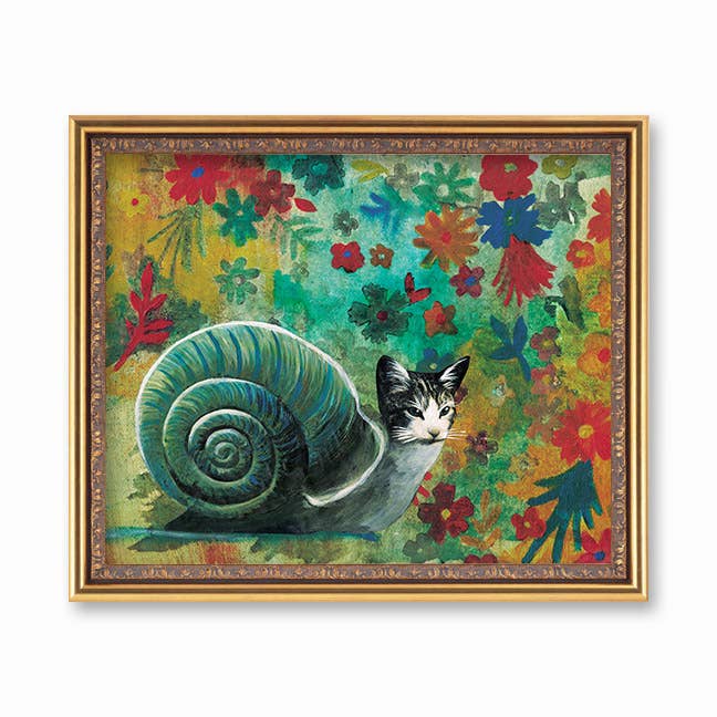Snail Cat 8x10 Art Print - Out of the Blue