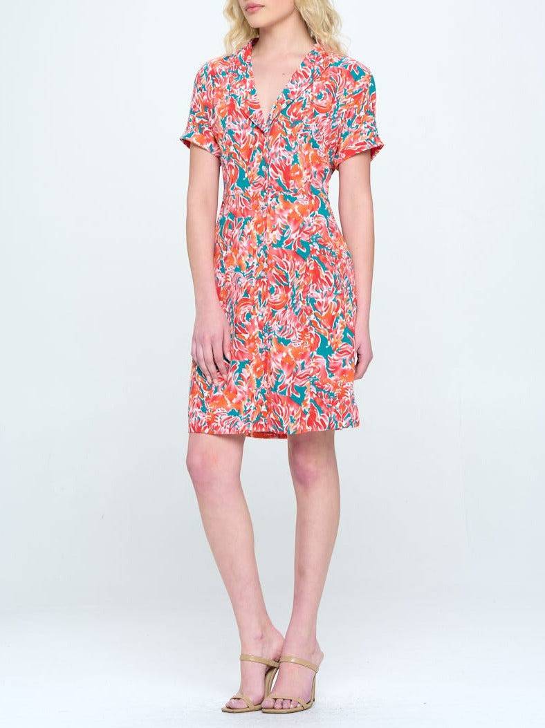 Abstract Floral Dress - Out of the Blue