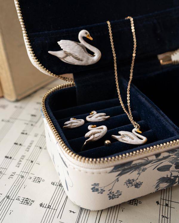Enamel Swan Short Necklace - Out of the Blue