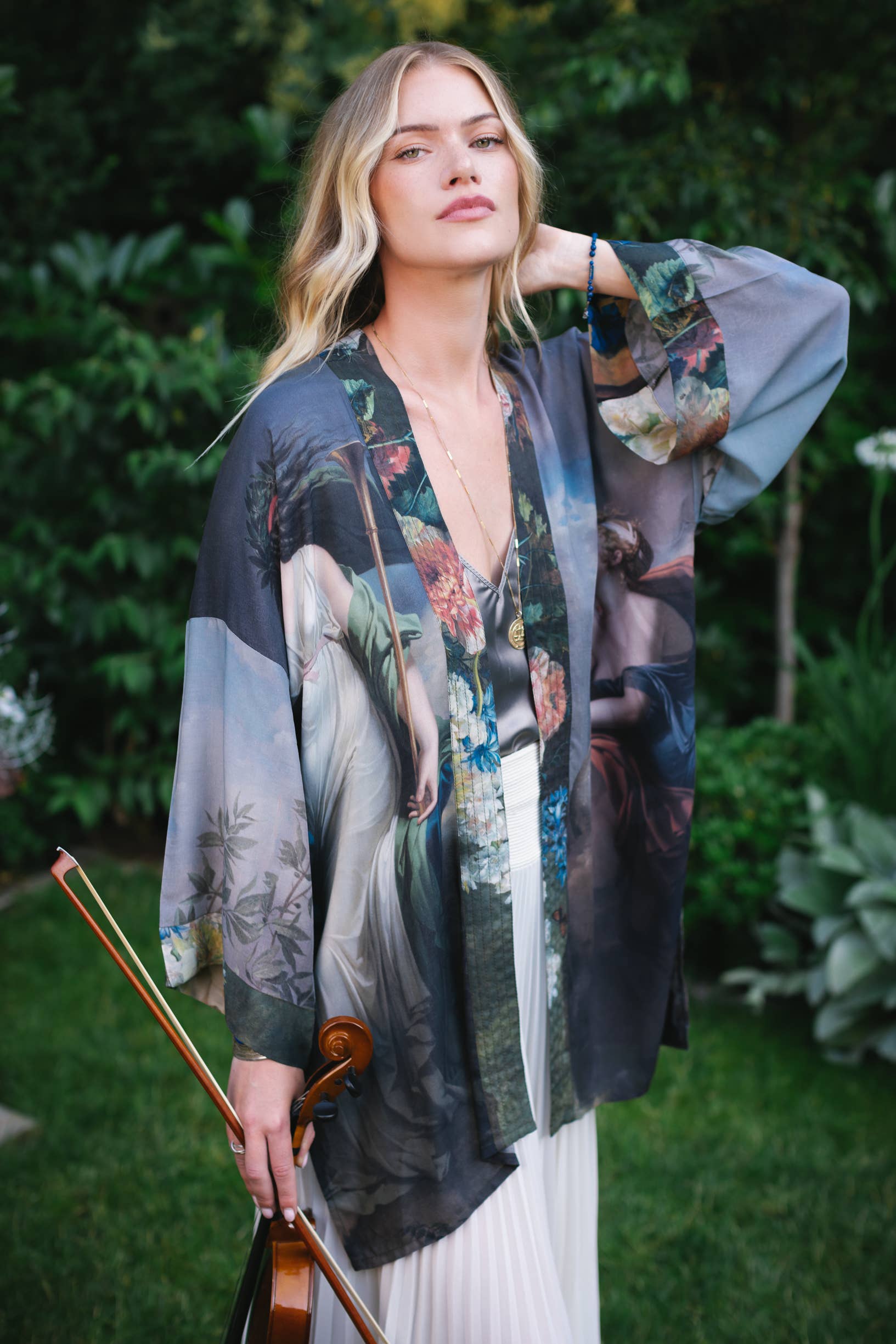 Reverie Artisan Bamboo Duster Kimono Robe - Out of the Blue
