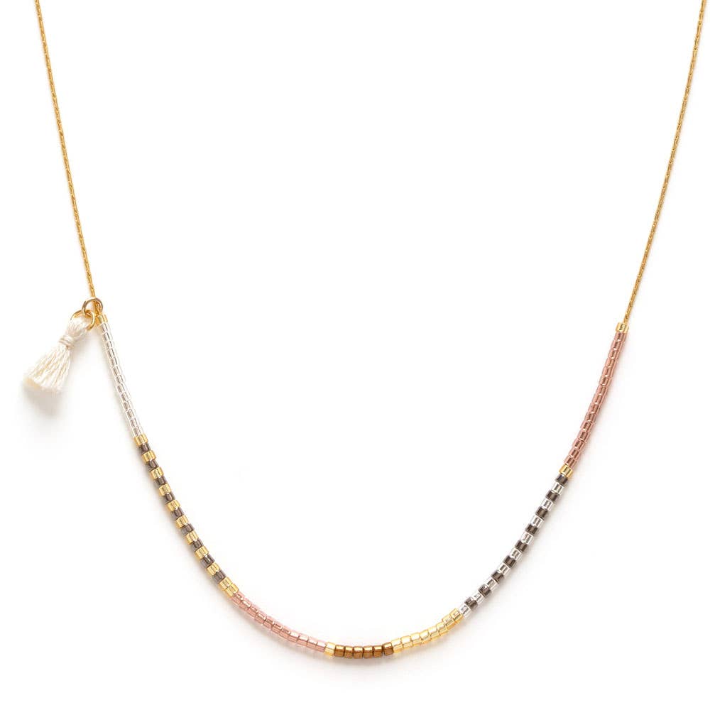 Champagne- Japanese Seed Bead Necklace - Out of the Blue