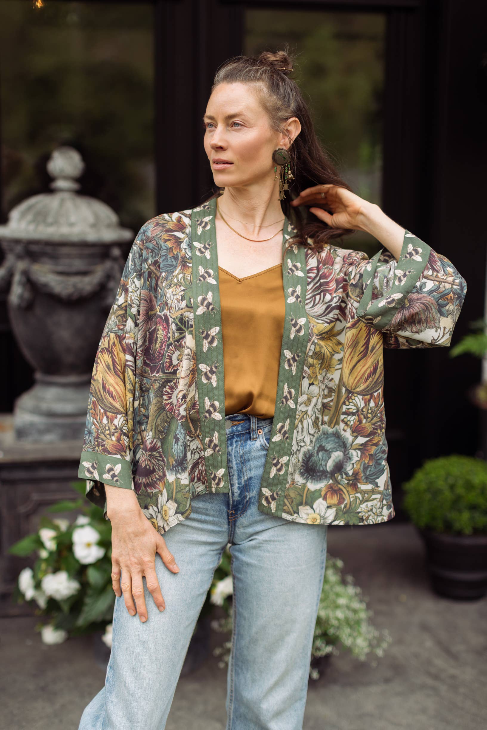 Love Grows Wild Floral Bamboo Cropped Jacket - Out of the Blue