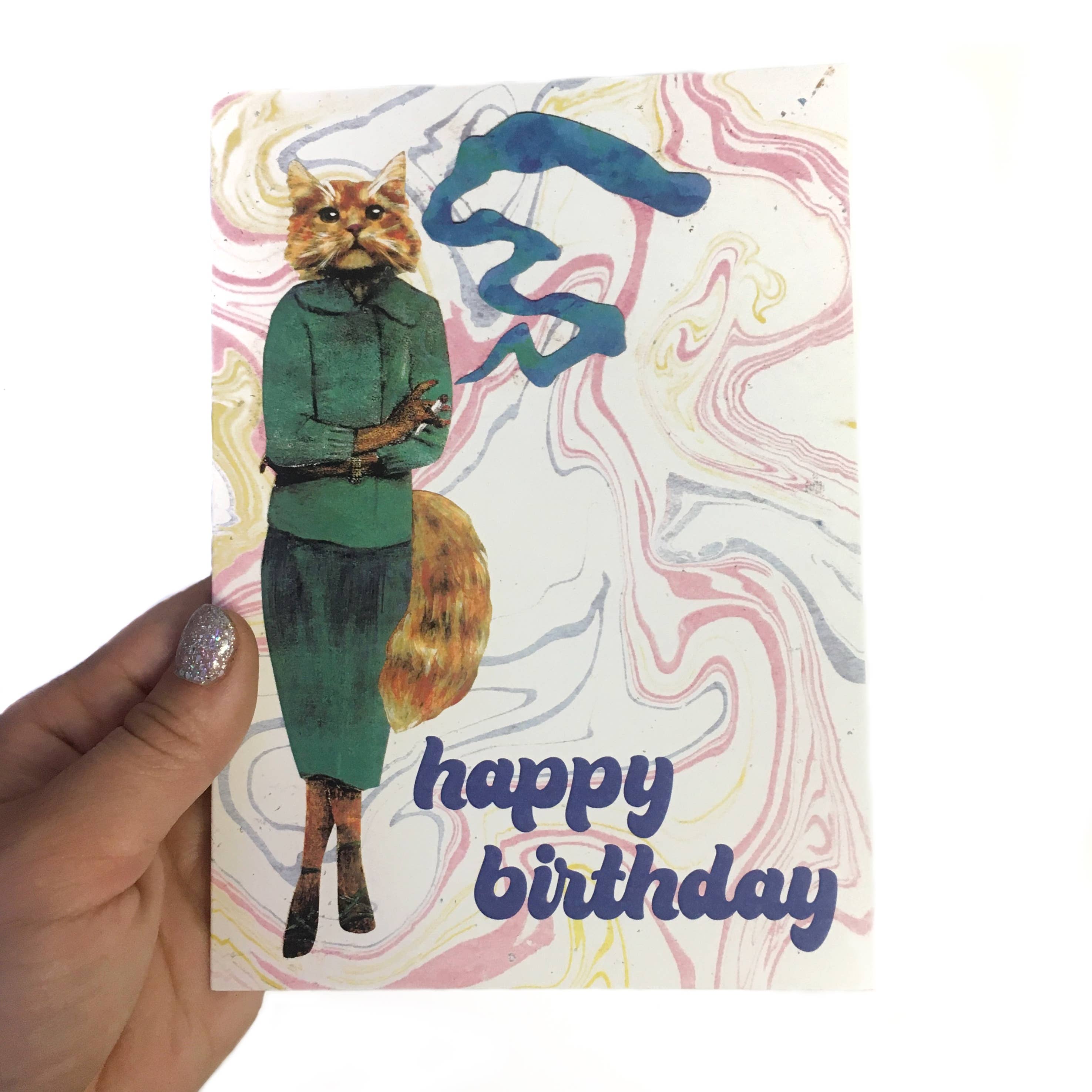 Cannabis Cat Birthday Card - 420 Weed - Weird Cards - Out of the Blue