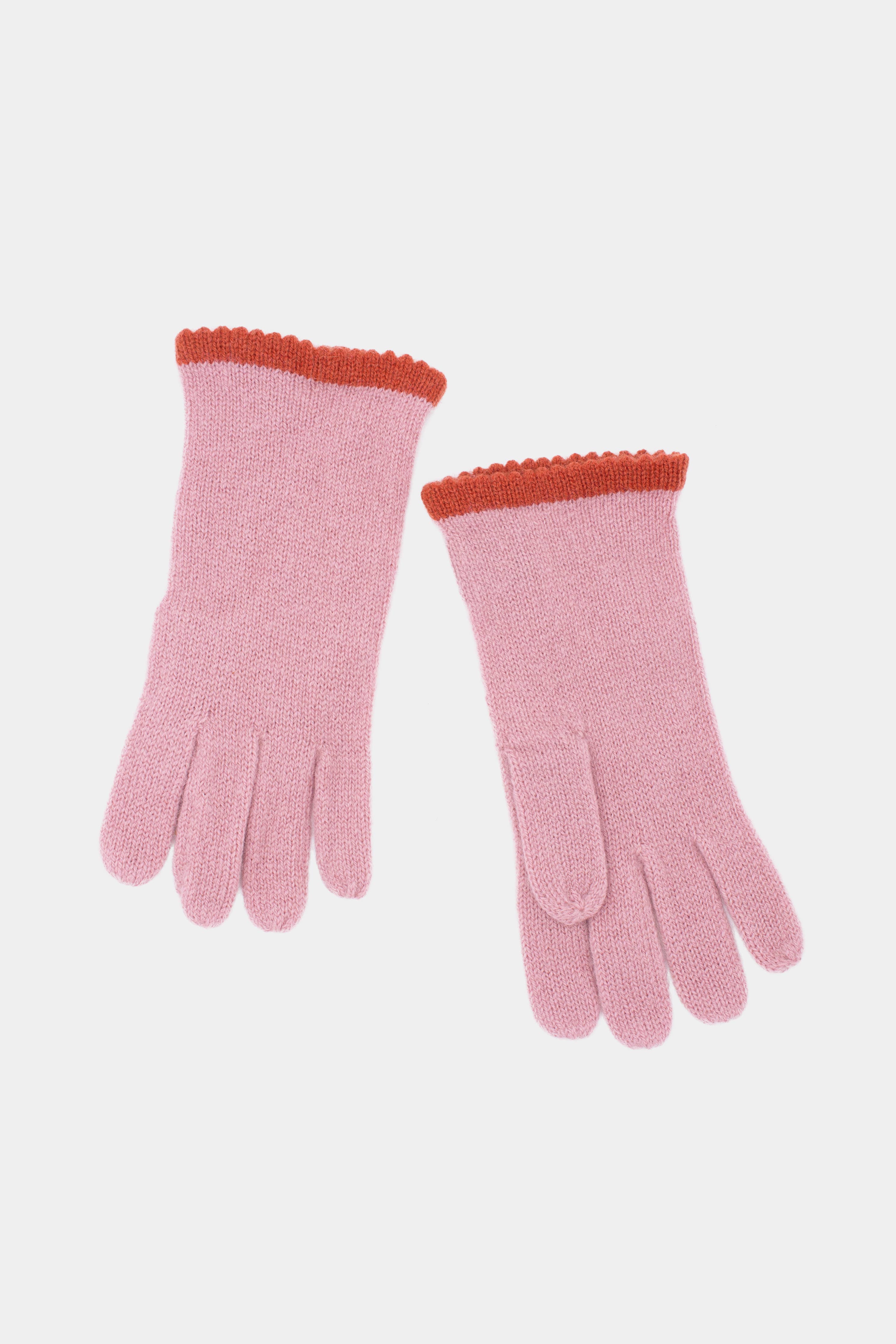 Alpaca Gloves - Dusty Pink and Aura Red - Out of the Blue