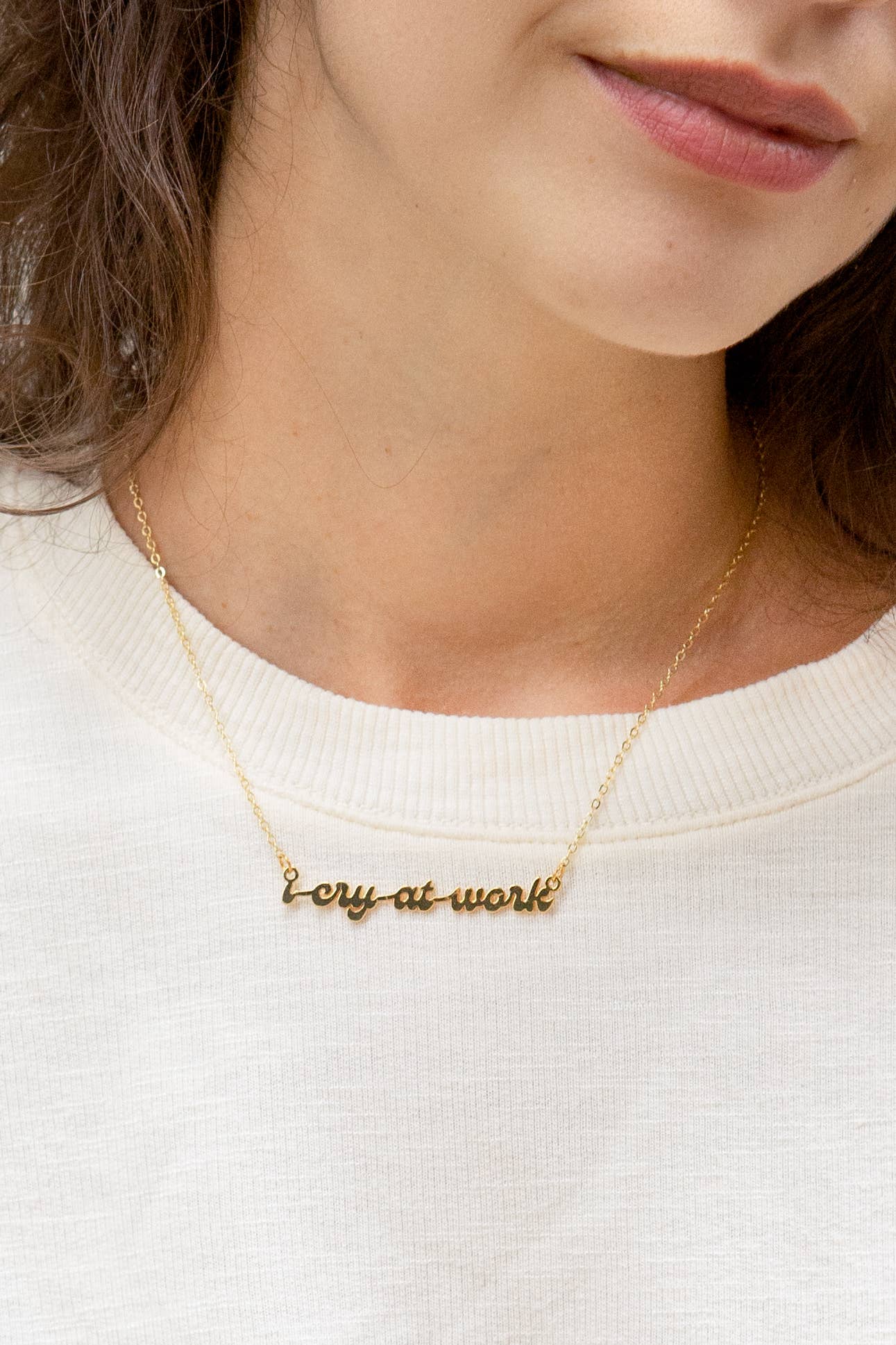 I Cry At Work 24k Gold Plated Necklace - Out of the Blue