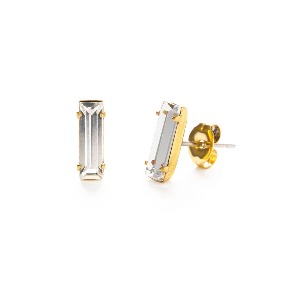 Baguette Crystal Stud Earrings - Out of the Blue