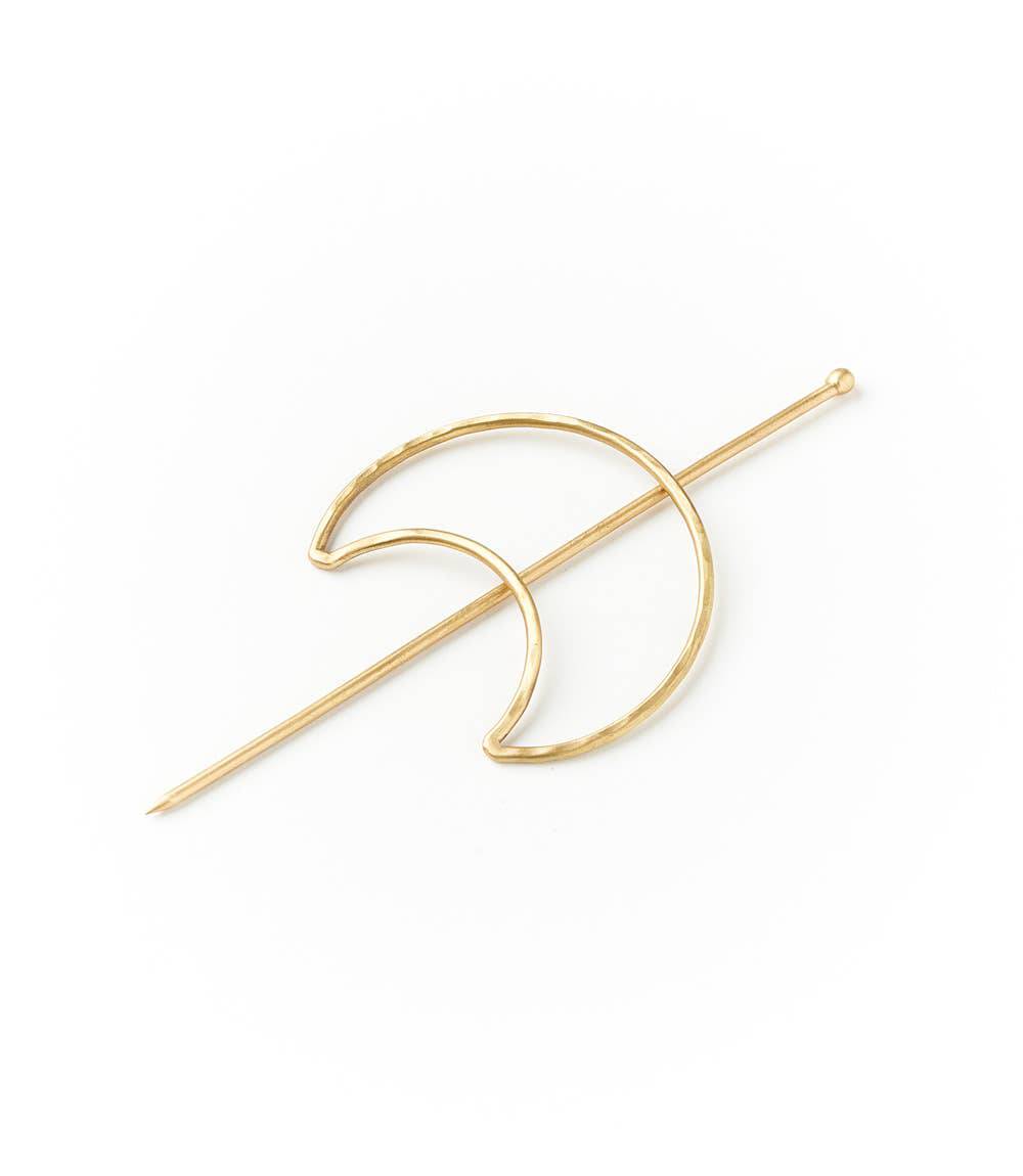 Indukala Crescent Moon Hair Slide with Stick - Gold - Out of the Blue