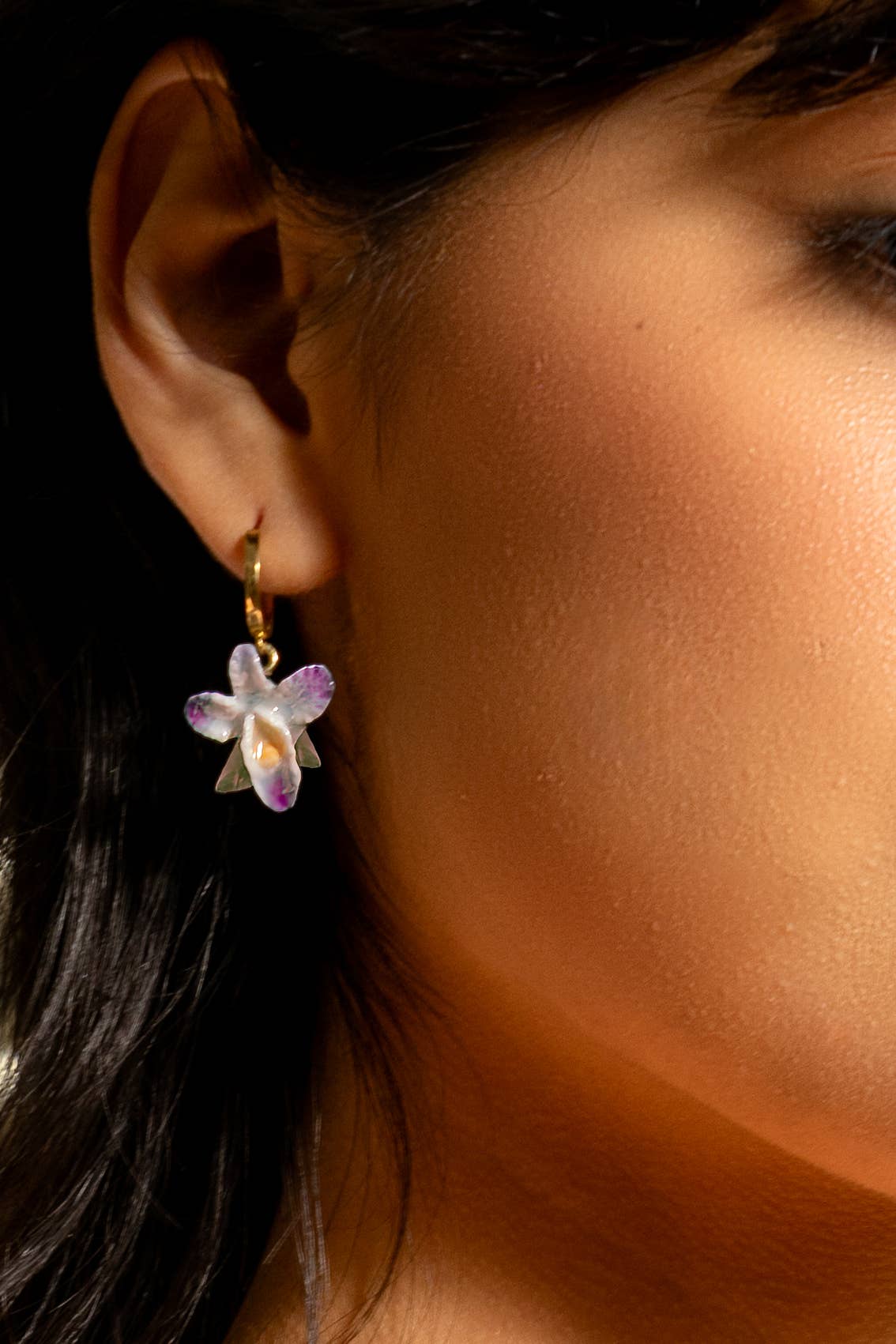 Earth Angel Orchid Hoops in Magenta - Out of the Blue