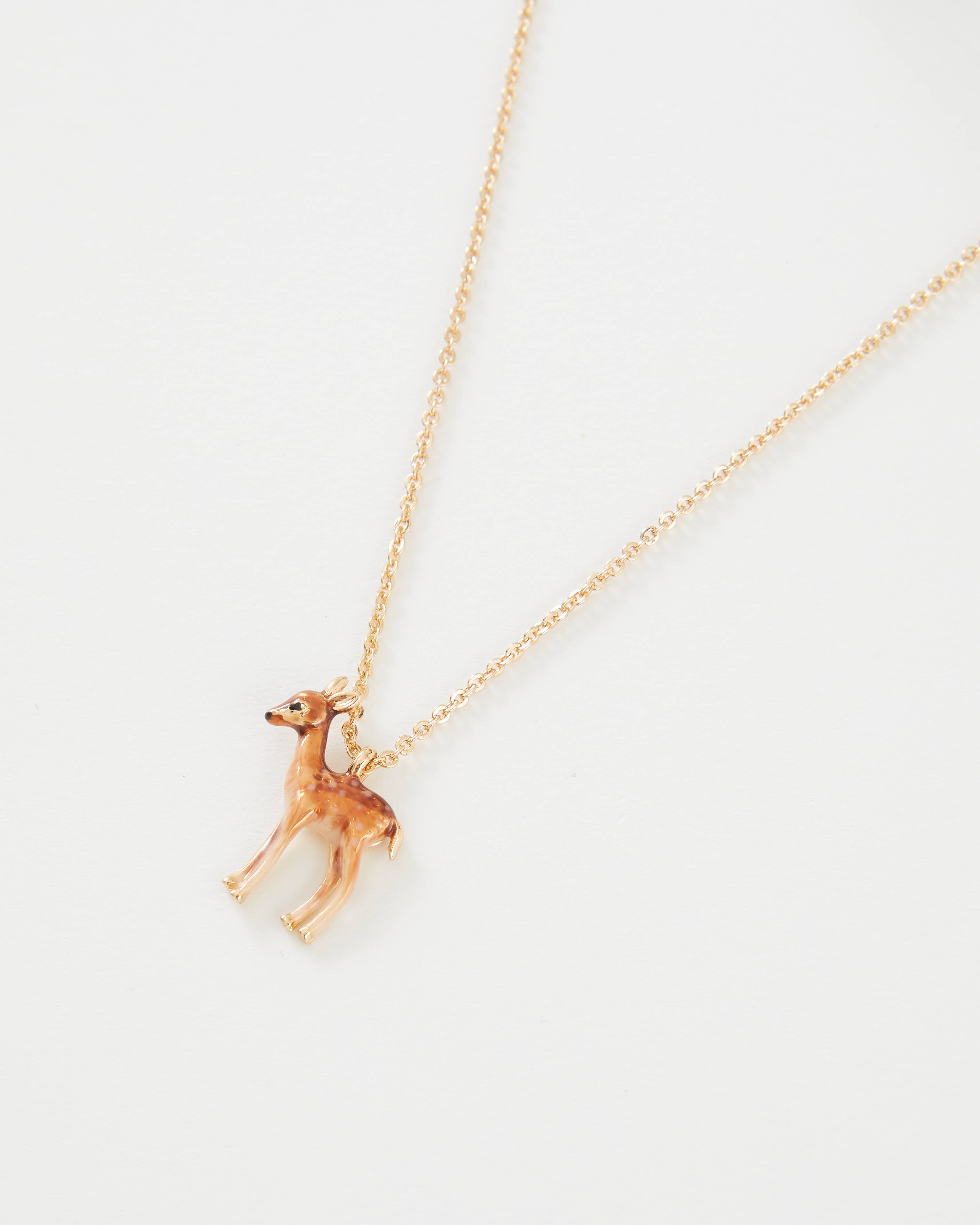 Enamel Fawn Necklace - Out of the Blue