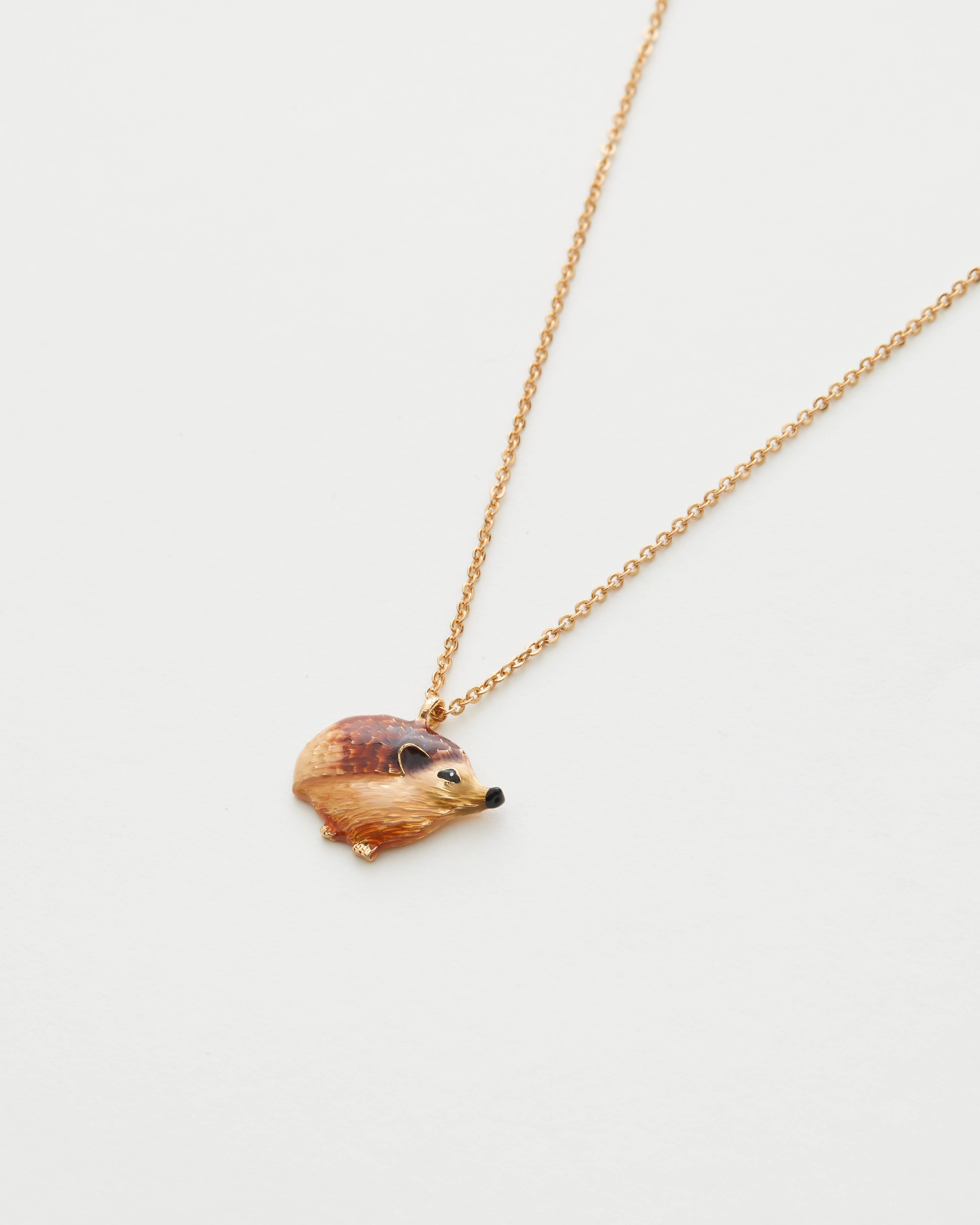 Enamel Hedgehog Short Necklace - Out of the Blue